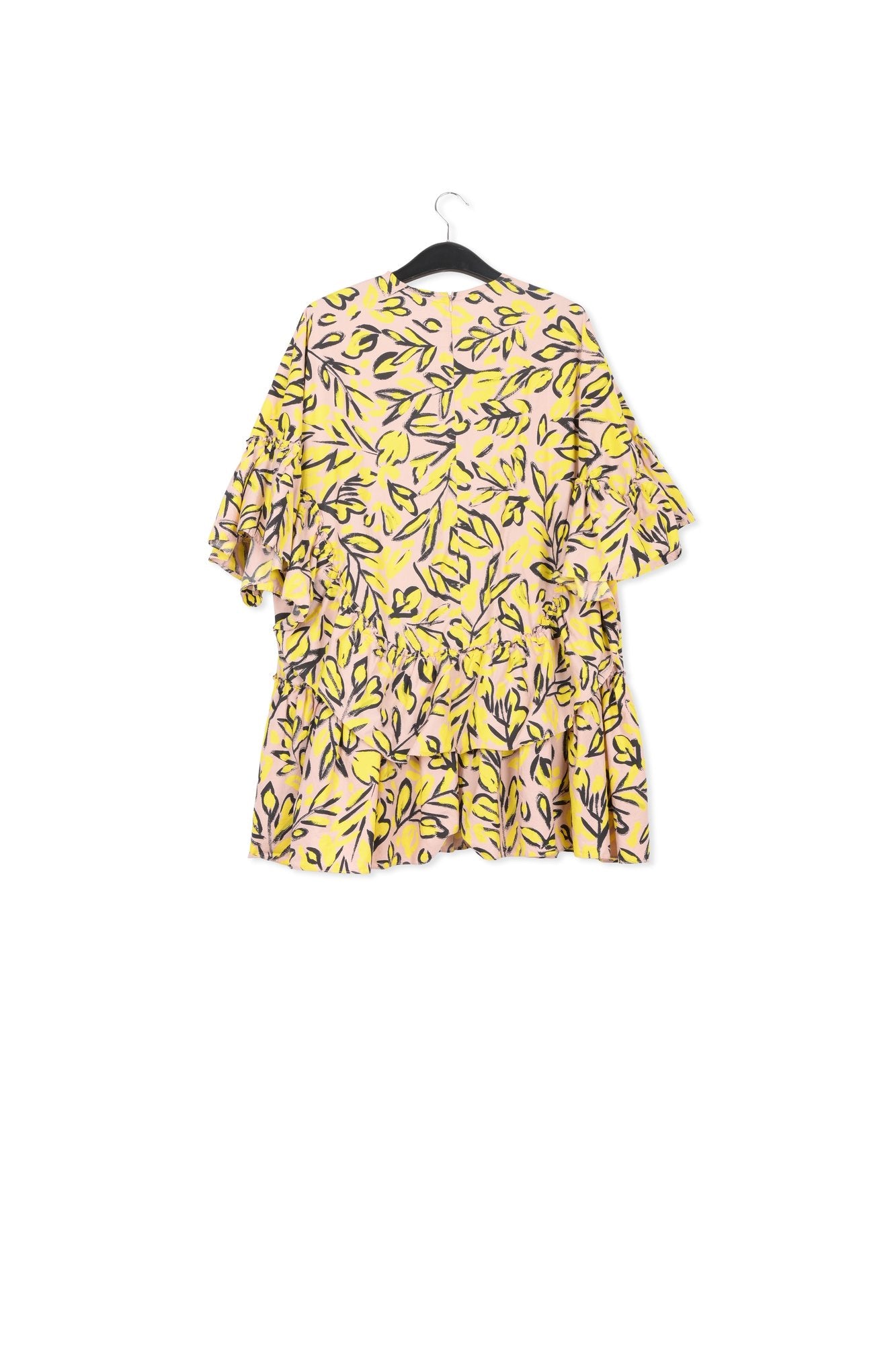 Robe fleurie en coton beige à  volants RE—SSENTIEL | Essentiel second hand