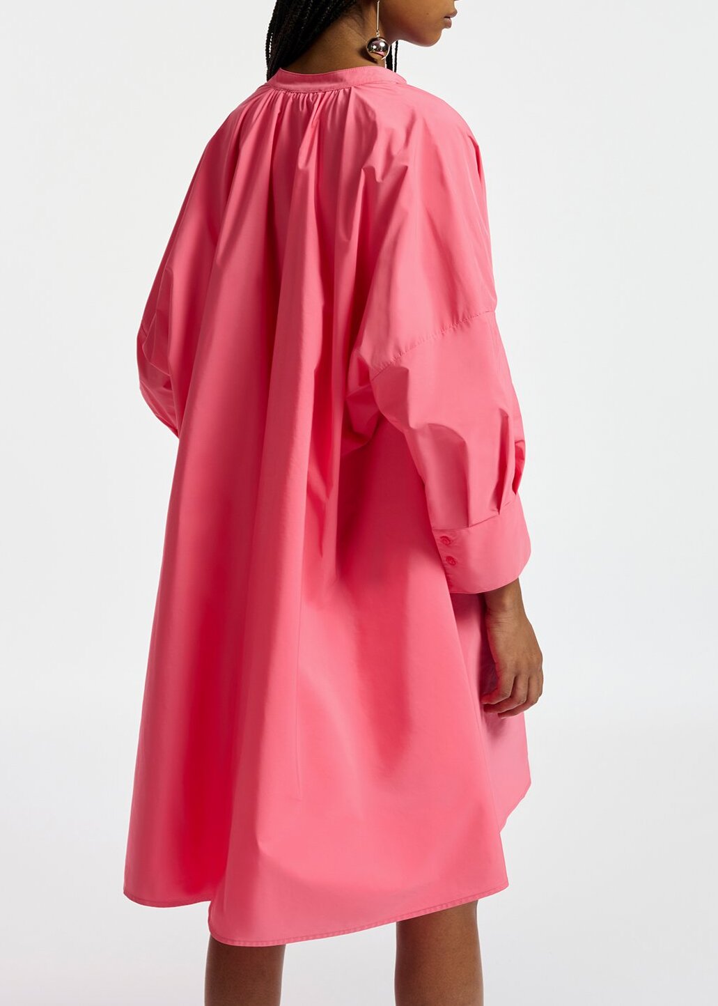 Pink knee-length oversized shirt dress RE—SSENTIEL | Essentiel second hand