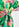 Green, lilac and orange watercolor-print midi dress Faume - seconde main