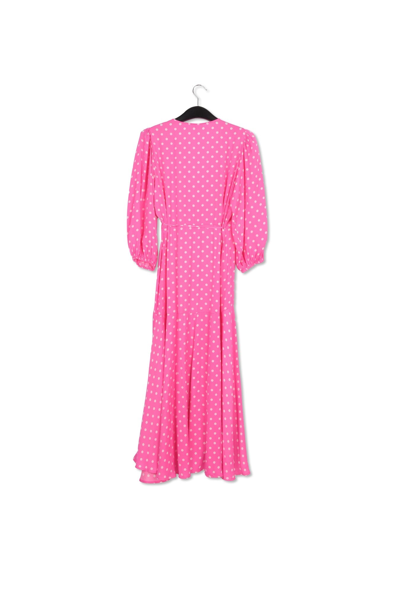 Robe maxi portefeuille rose fluo à pois RE—SSENTIEL | Essentiel second hand