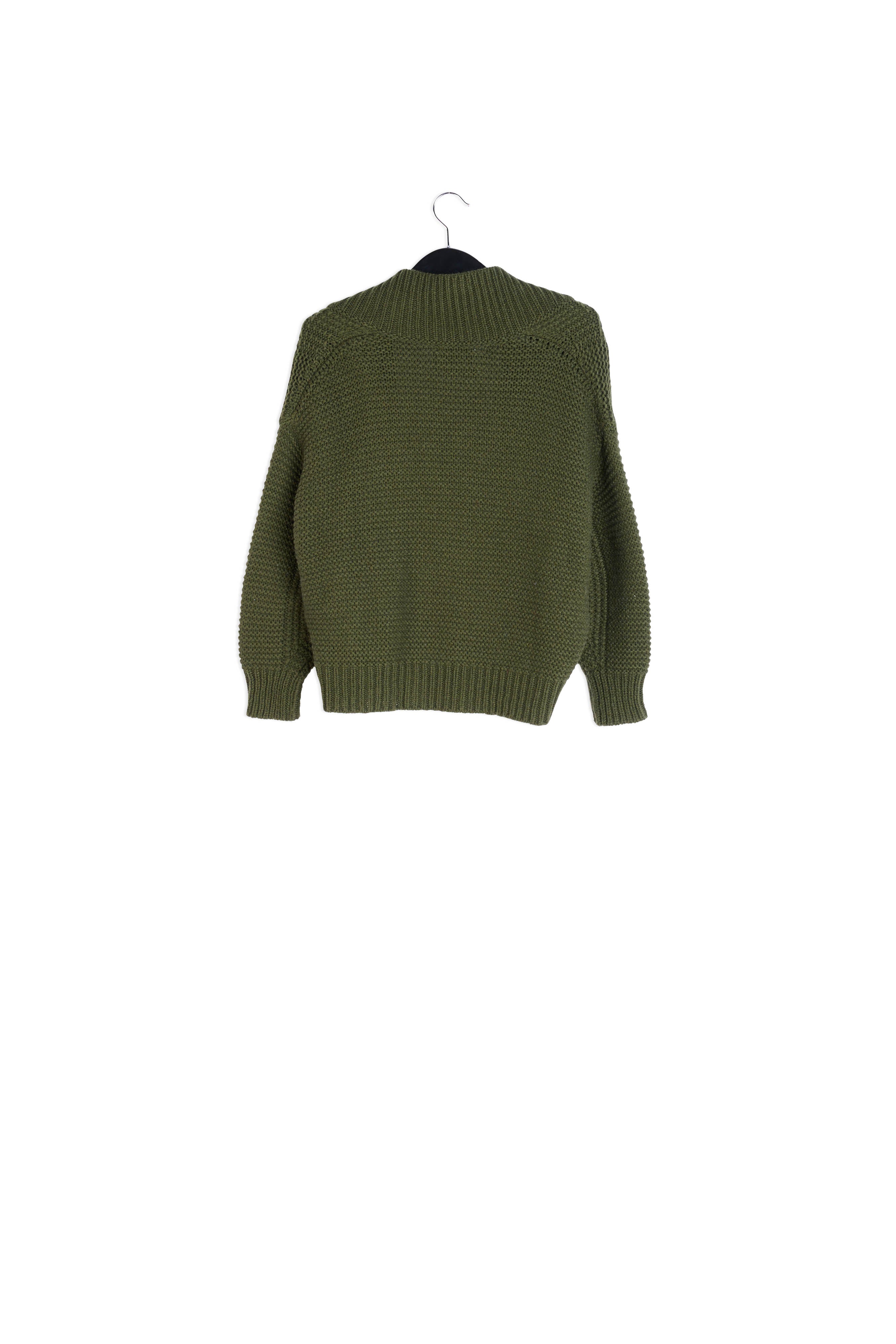 Cardigan en tricot vert pin aux manches volumineuses RE—SSENTIEL | Essentiel second hand
