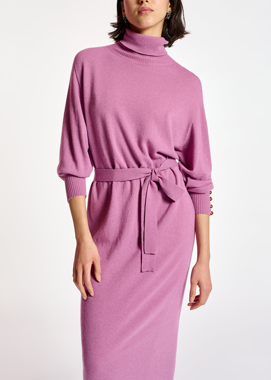 Robe à col roulé en tricot lilas foncé RE—SSENTIEL | Essentiel second hand