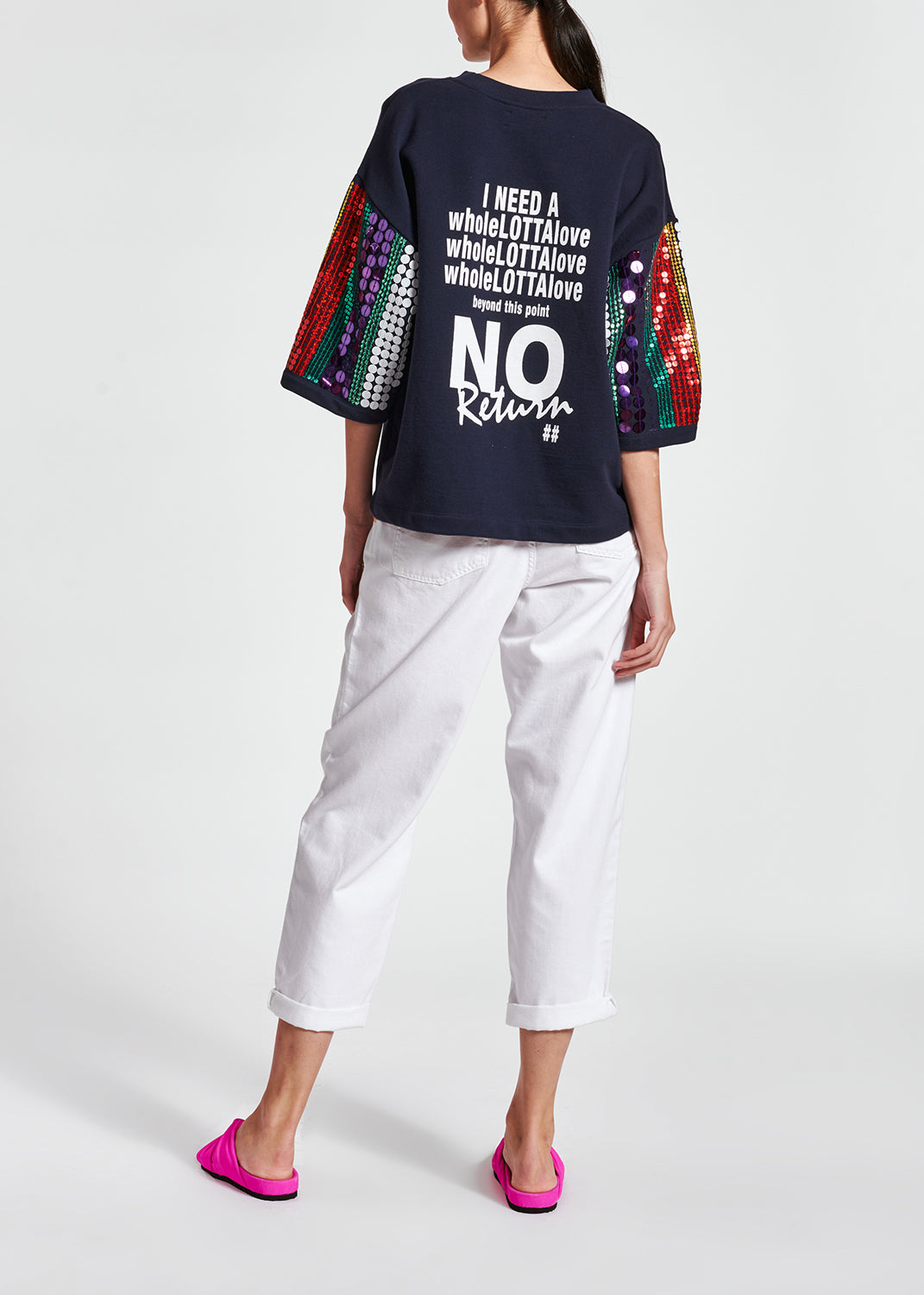 Sweatshirt bleu foncé en coton bio à paillettes RE—SSENTIEL | Essentiel second hand