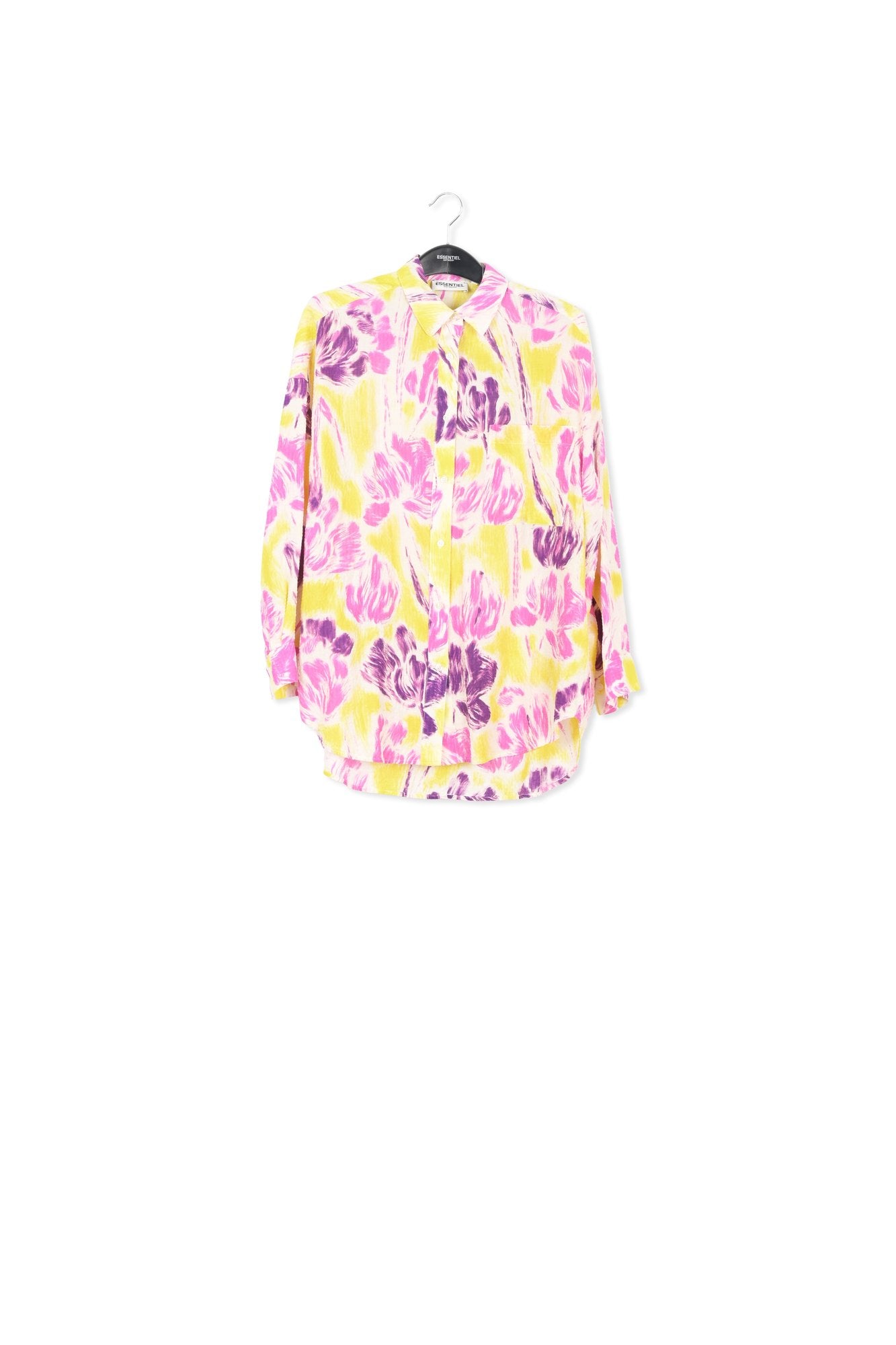 Yellow and purple floral print oversized shirt RE—SSENTIEL | Essentiel second hand