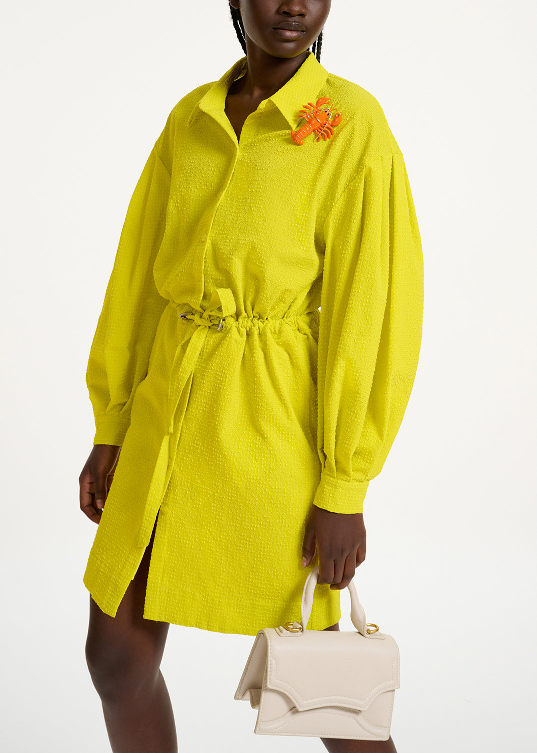 Yellow mini dress with voluminous sleeves RE—SSENTIEL | Essentiel second hand