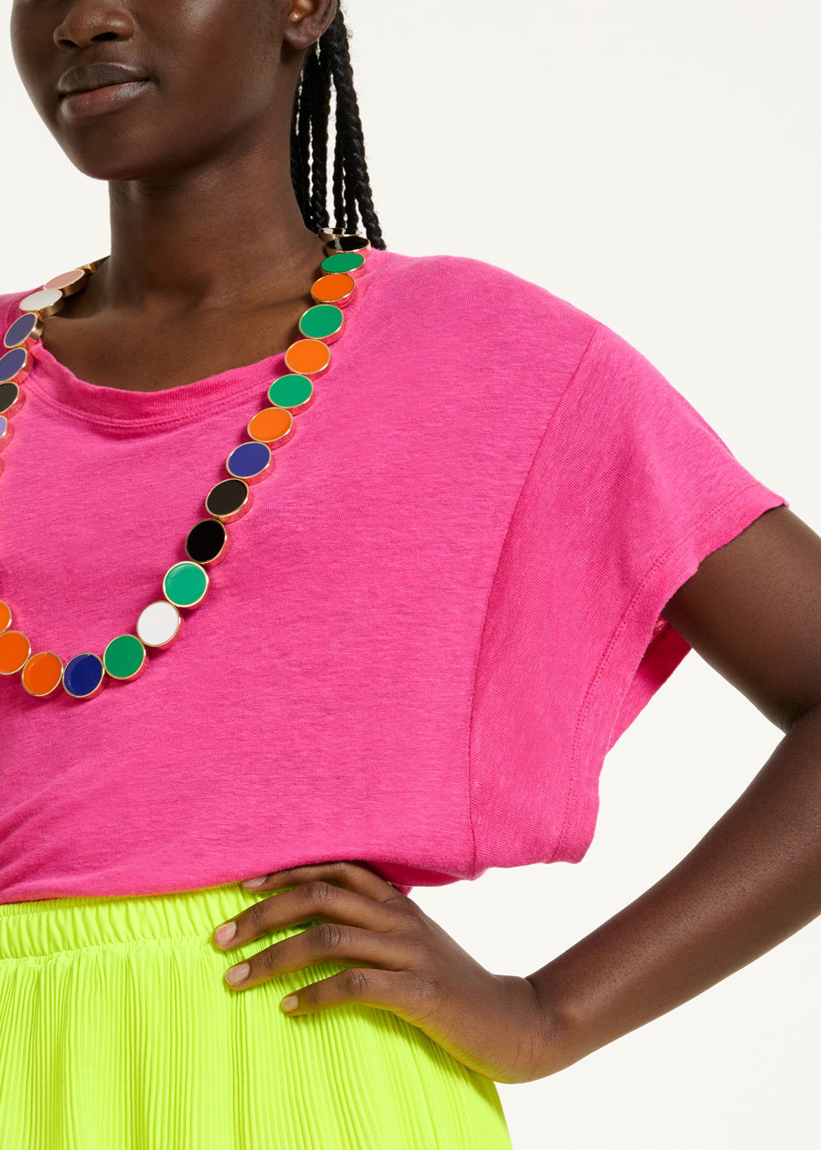 Fuchsia linen T-shirt RE—SSENTIEL | Essentiel second hand