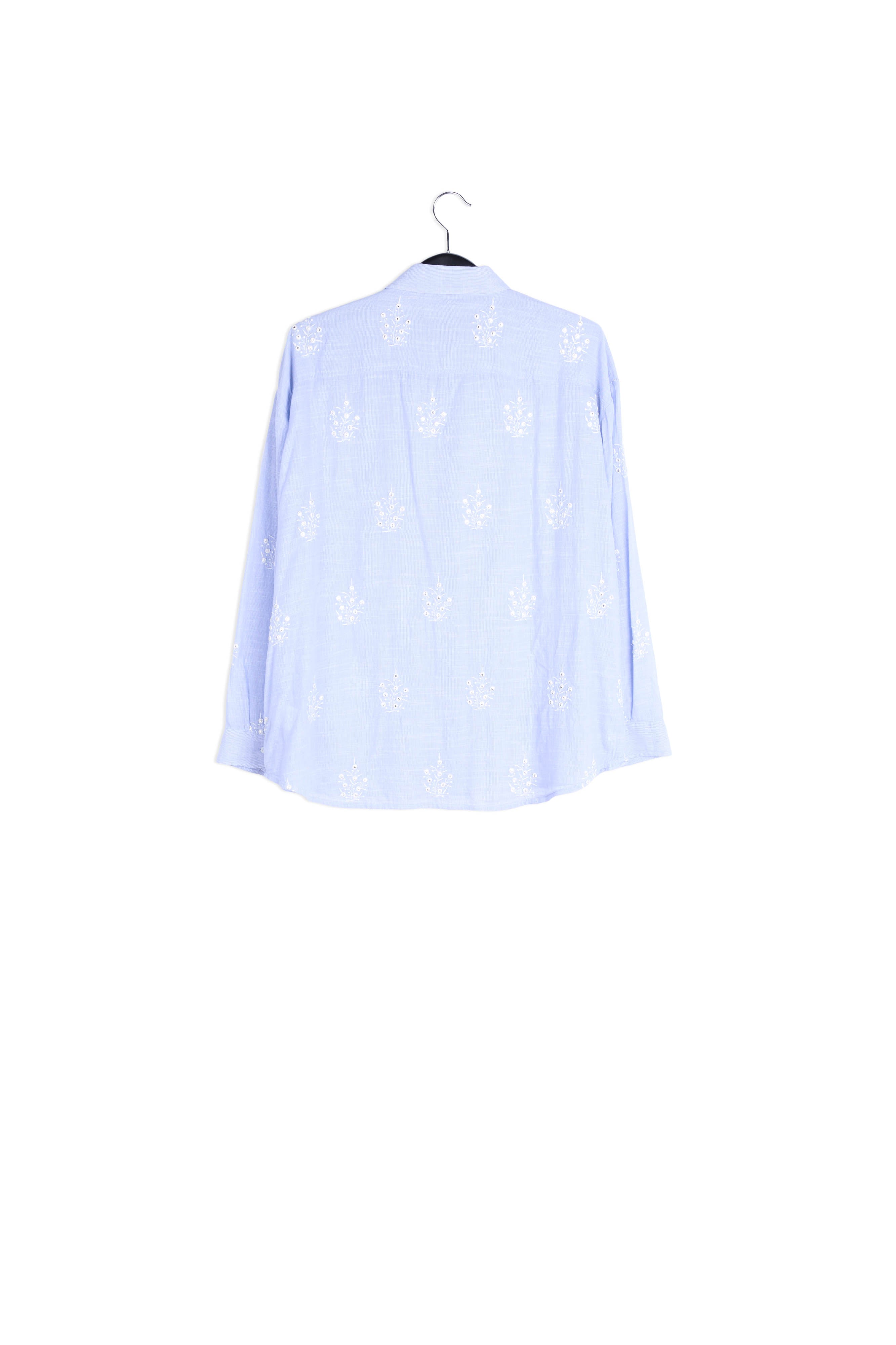 Light blue embellished embroidered cotton shirt RE—SSENTIEL | Essentiel second hand