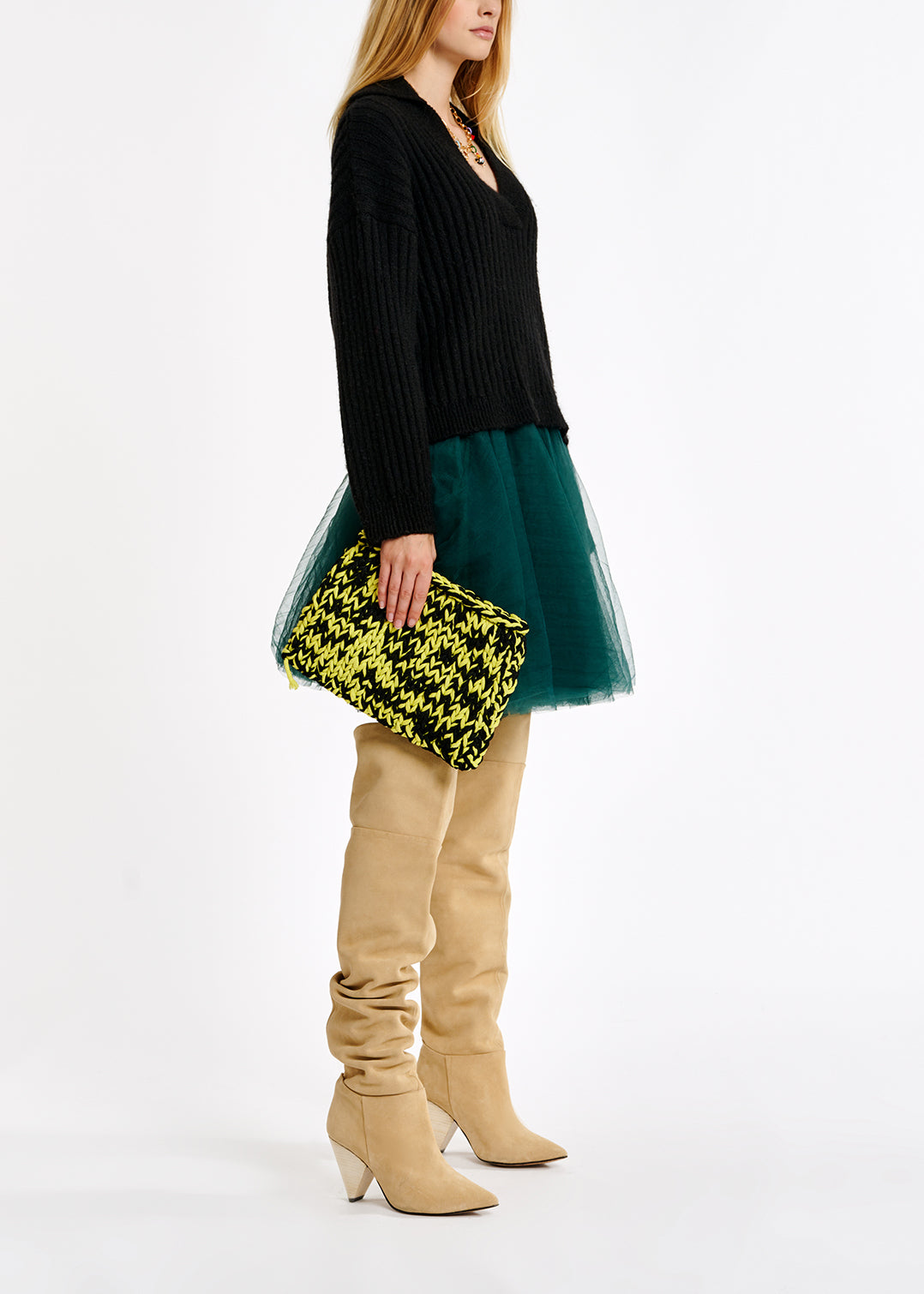 Black V-neck ribbed-knit sweater RE—SSENTIEL | Essentiel second hand