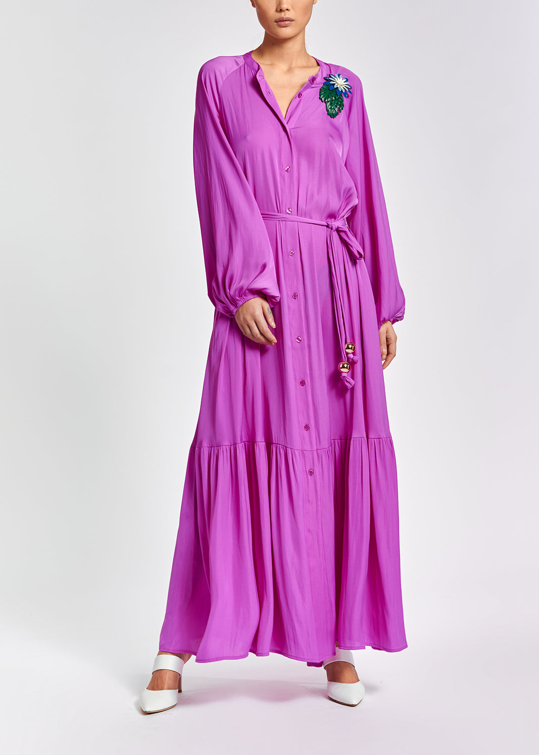 Lilac long-sleeved maxi dress RE—SSENTIEL | Essentiel second hand