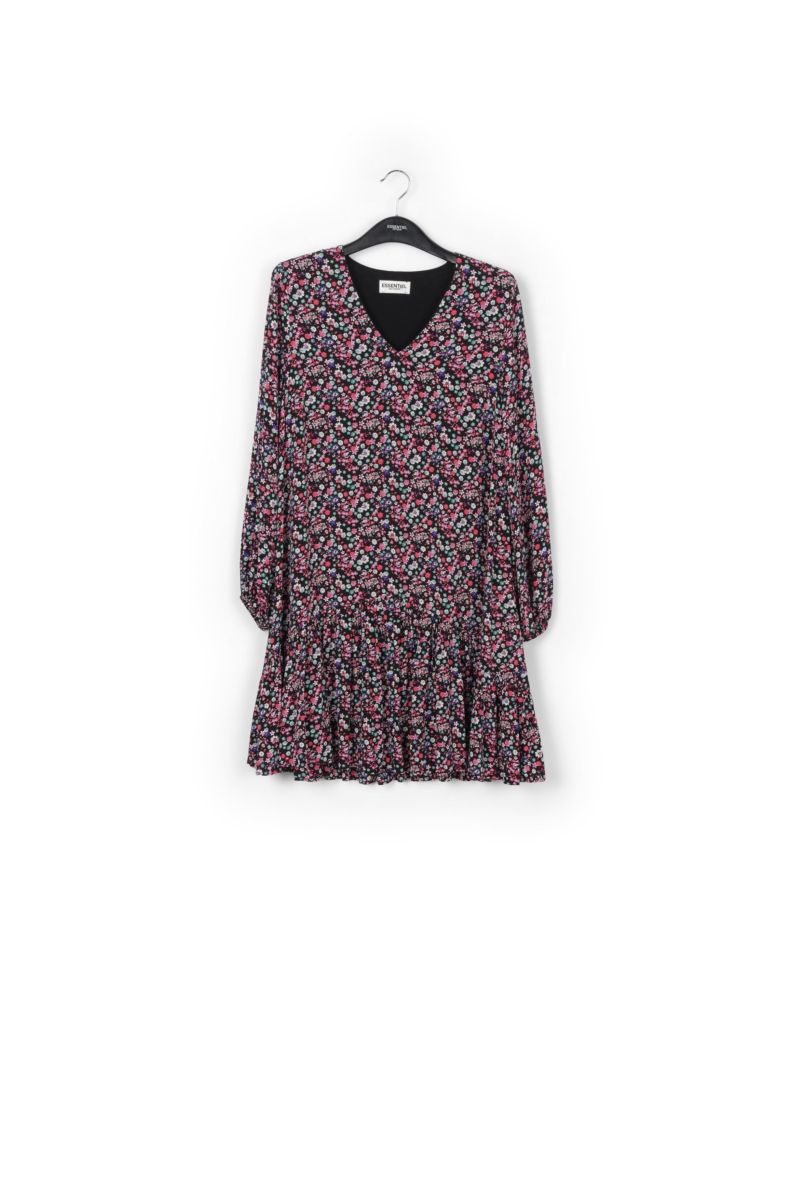 Mini robe noire à imprimé floral RE—SSENTIEL | Essentiel second hand