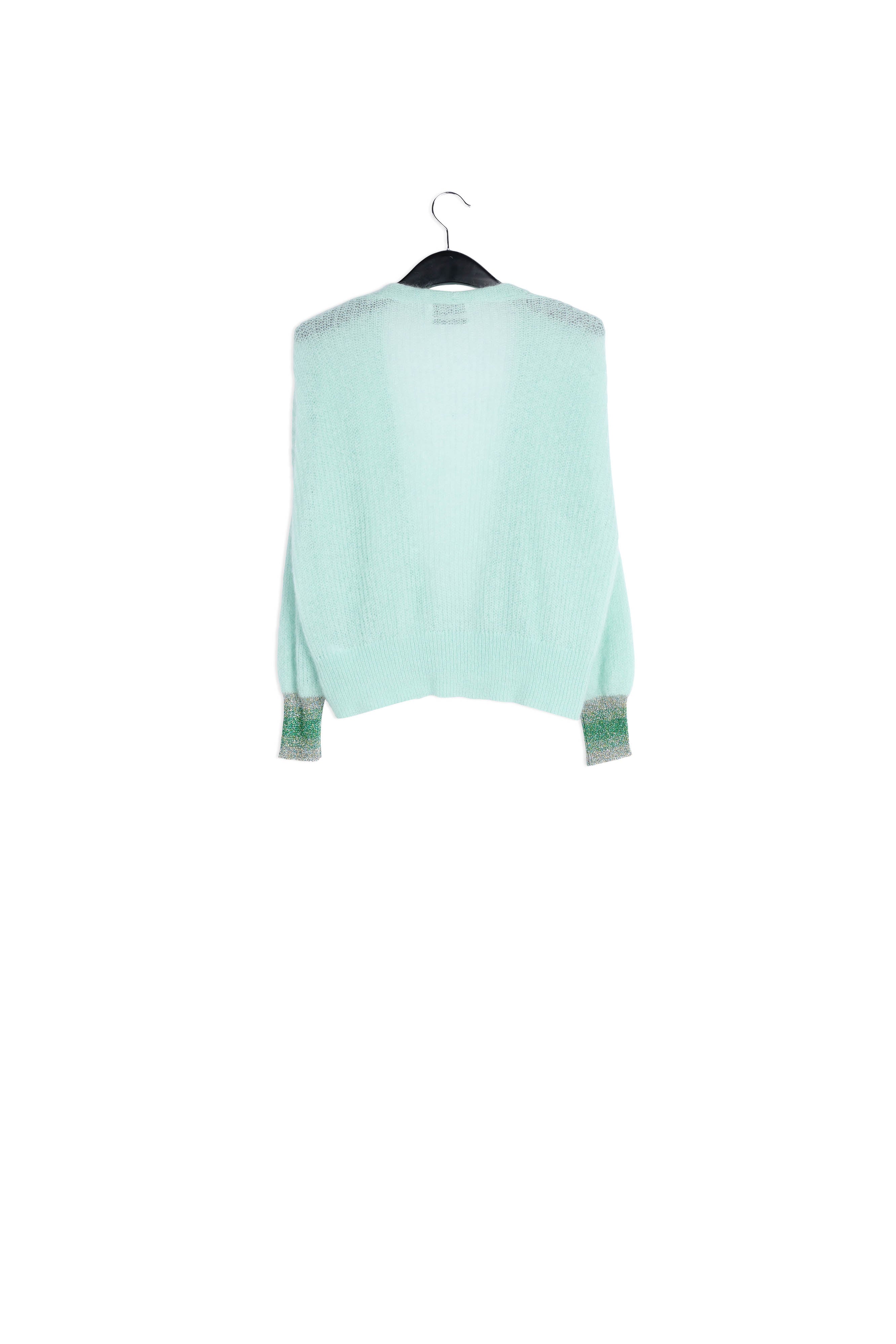 Mint green mohair-blend cardigan with metallic cuffs RE—SSENTIEL | Essentiel second hand