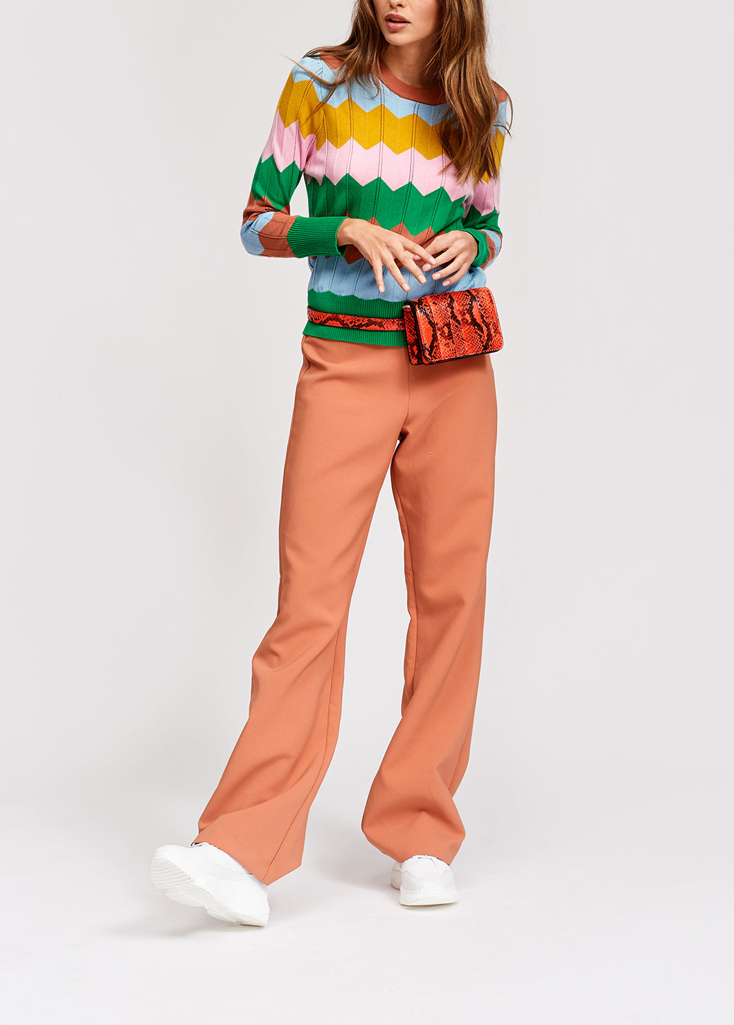 Red and black snake leather belt bag RE—SSENTIEL | Essentiel second hand