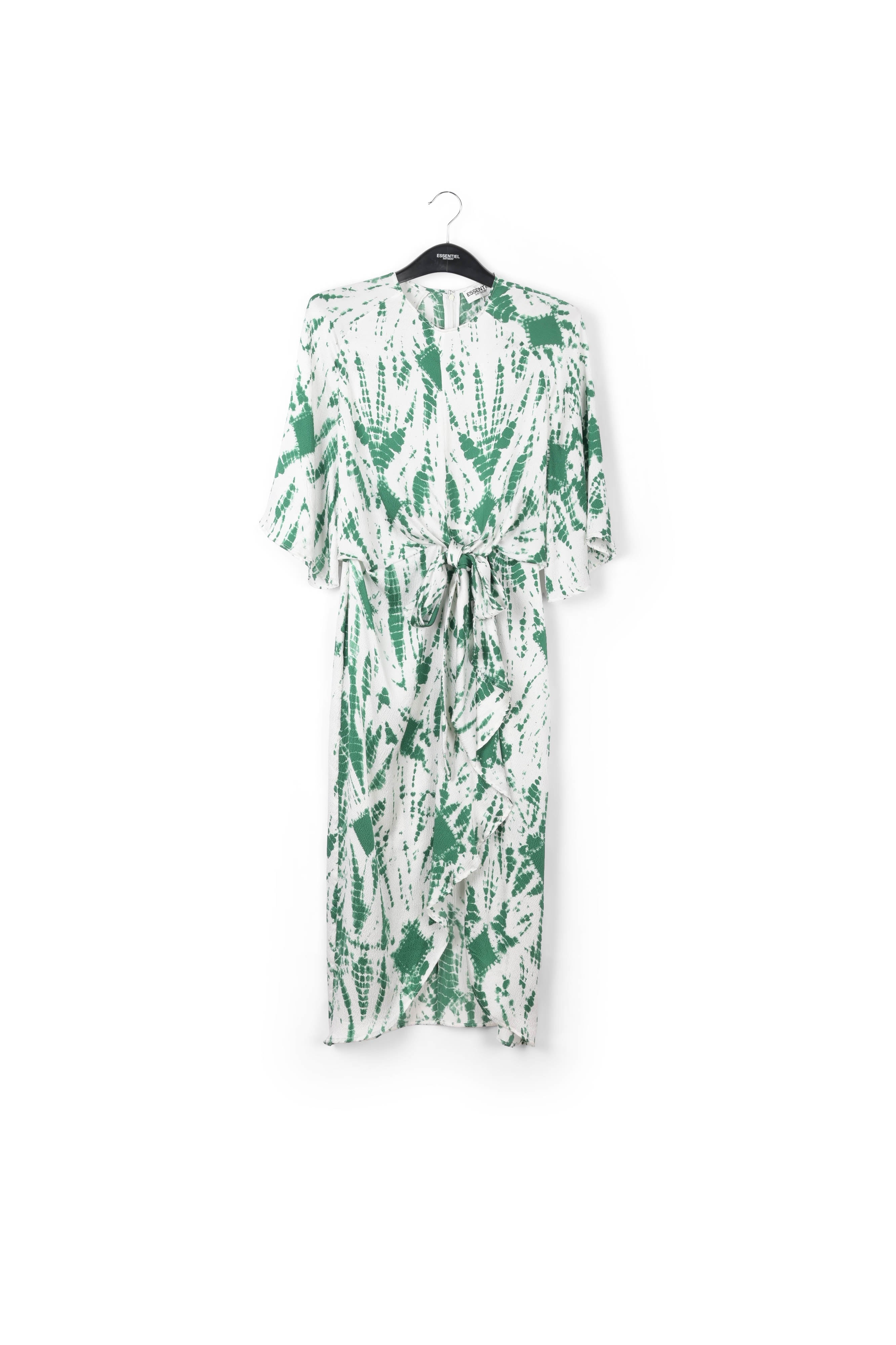 Off-white and green tie-dyed silk midi dress RE—SSENTIEL | Essentiel second hand