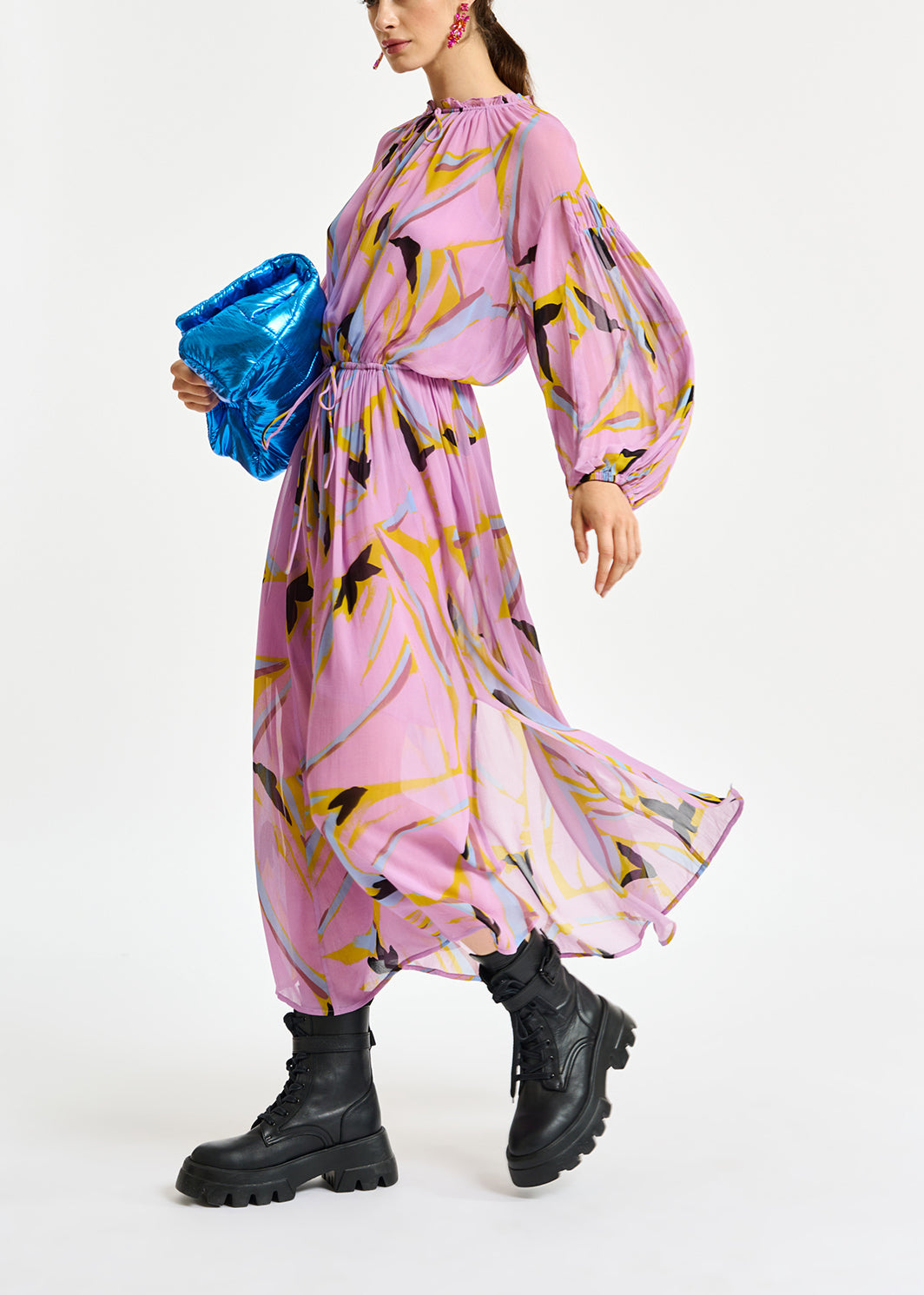 Lilac abstract-print loose-fit maxi dress RE—SSENTIEL | Essentiel second hand