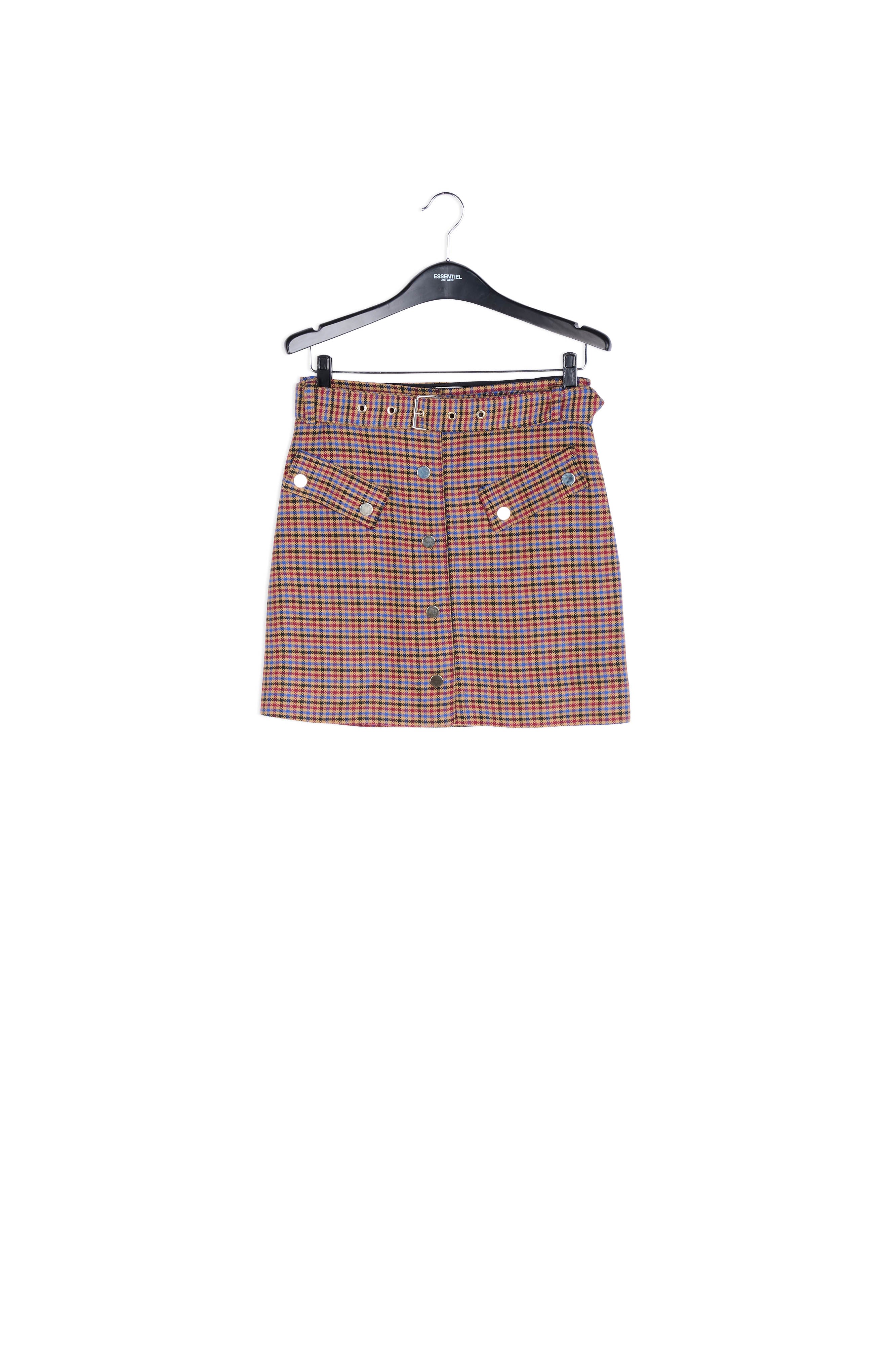 Light brown mini skirt with checks RE—SSENTIEL | Essentiel second hand