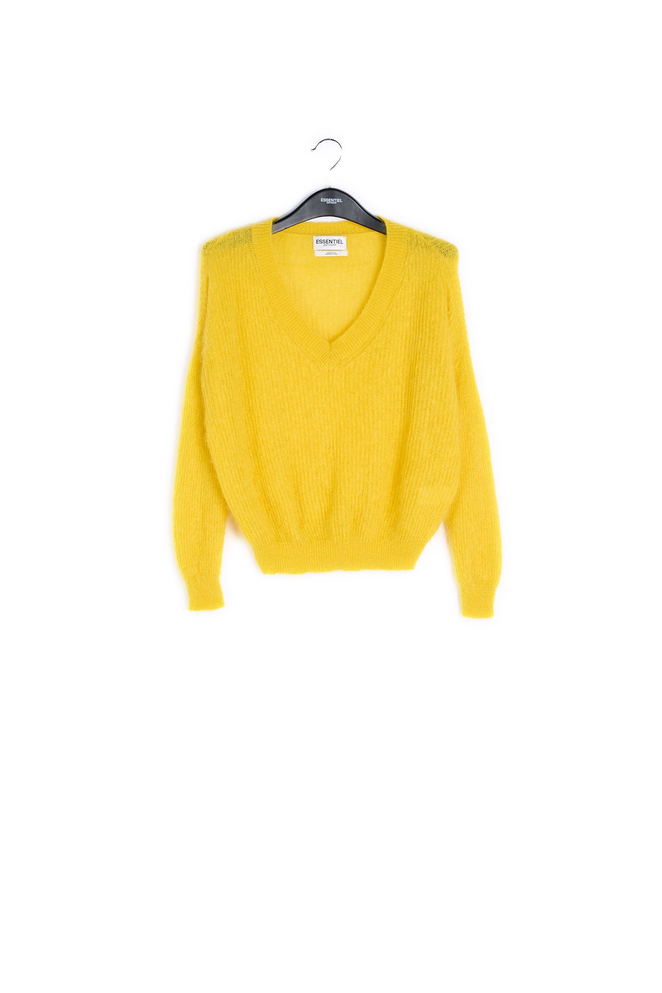 Yellow mohair blend v-neck sweater RE—SSENTIEL | Essentiel second hand