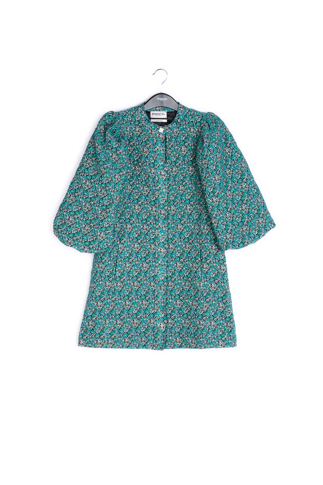 Blue floral jacquard mini dress RE—SSENTIEL | Essentiel second hand