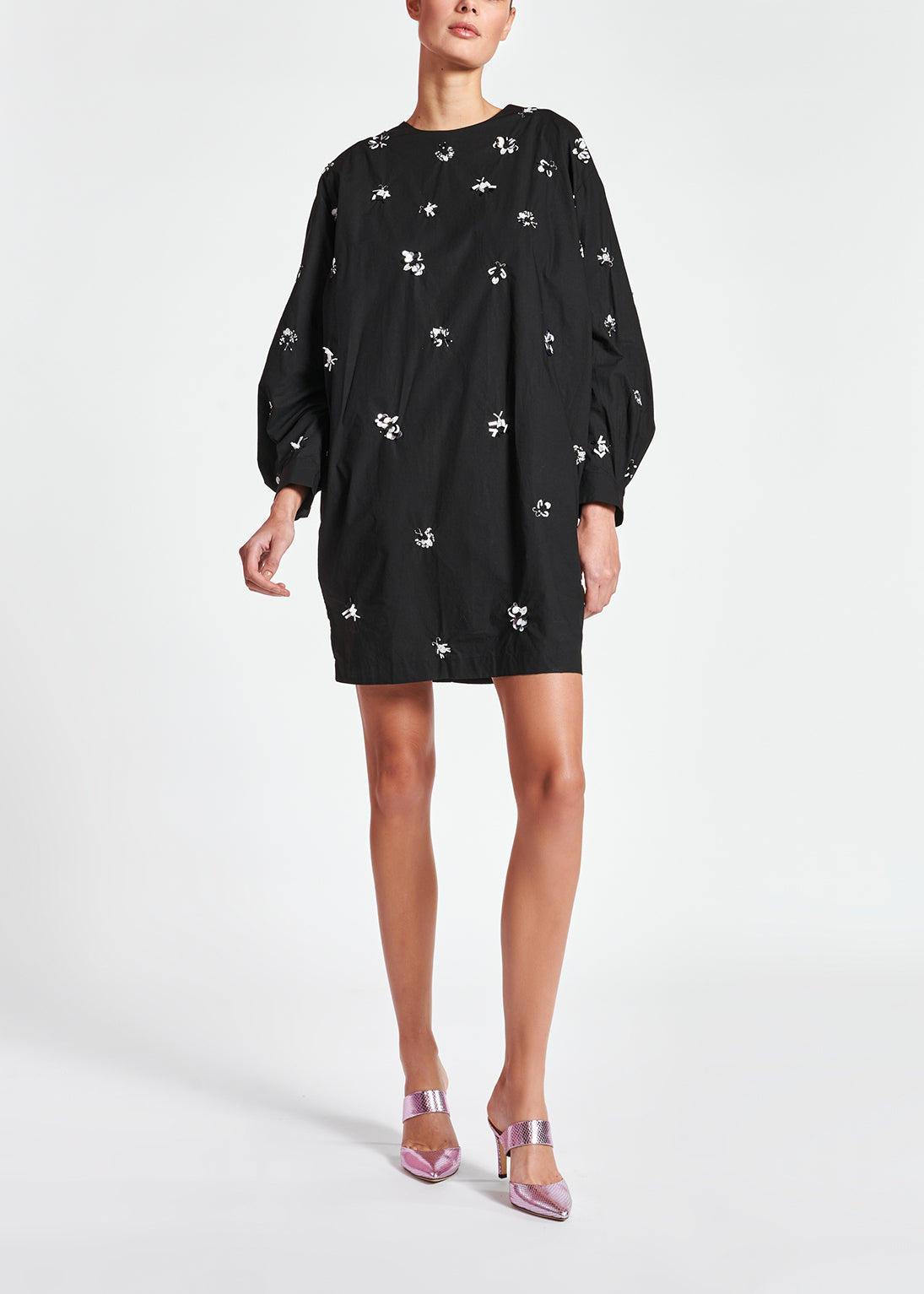 Black cotton-polin dress with sequin details RE—SSENTIEL | Essentiel second hand