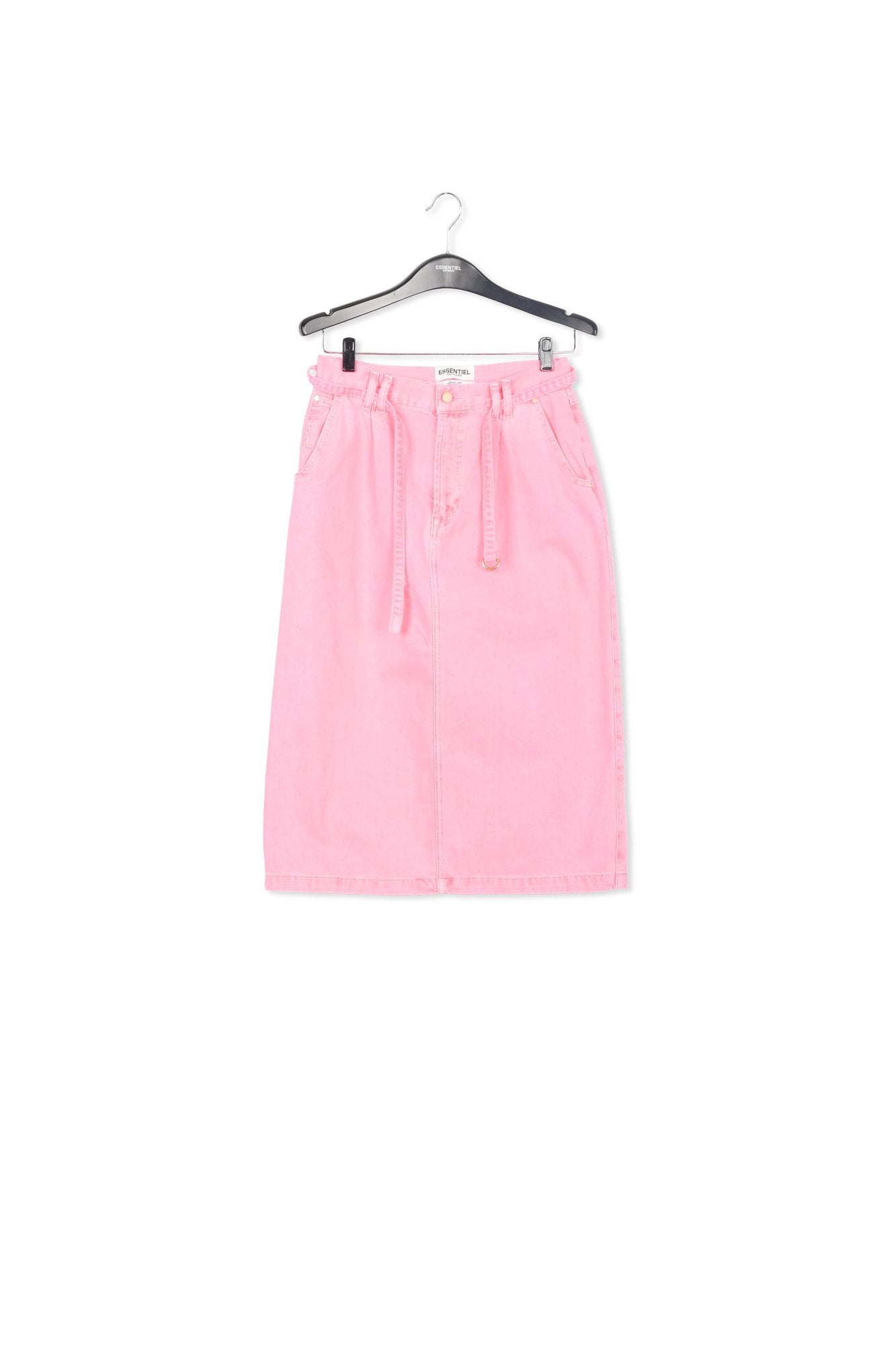 Neon pink high-waisted denim a-line skirt RE—SSENTIEL | Essentiel second hand
