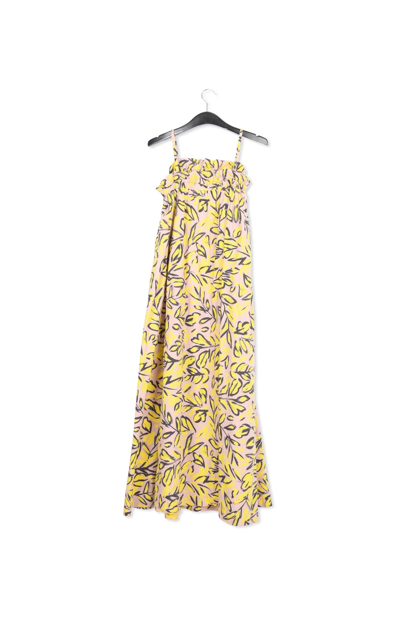 Beige cotton maxi dress with floral print RE—SSENTIEL | Essentiel second hand