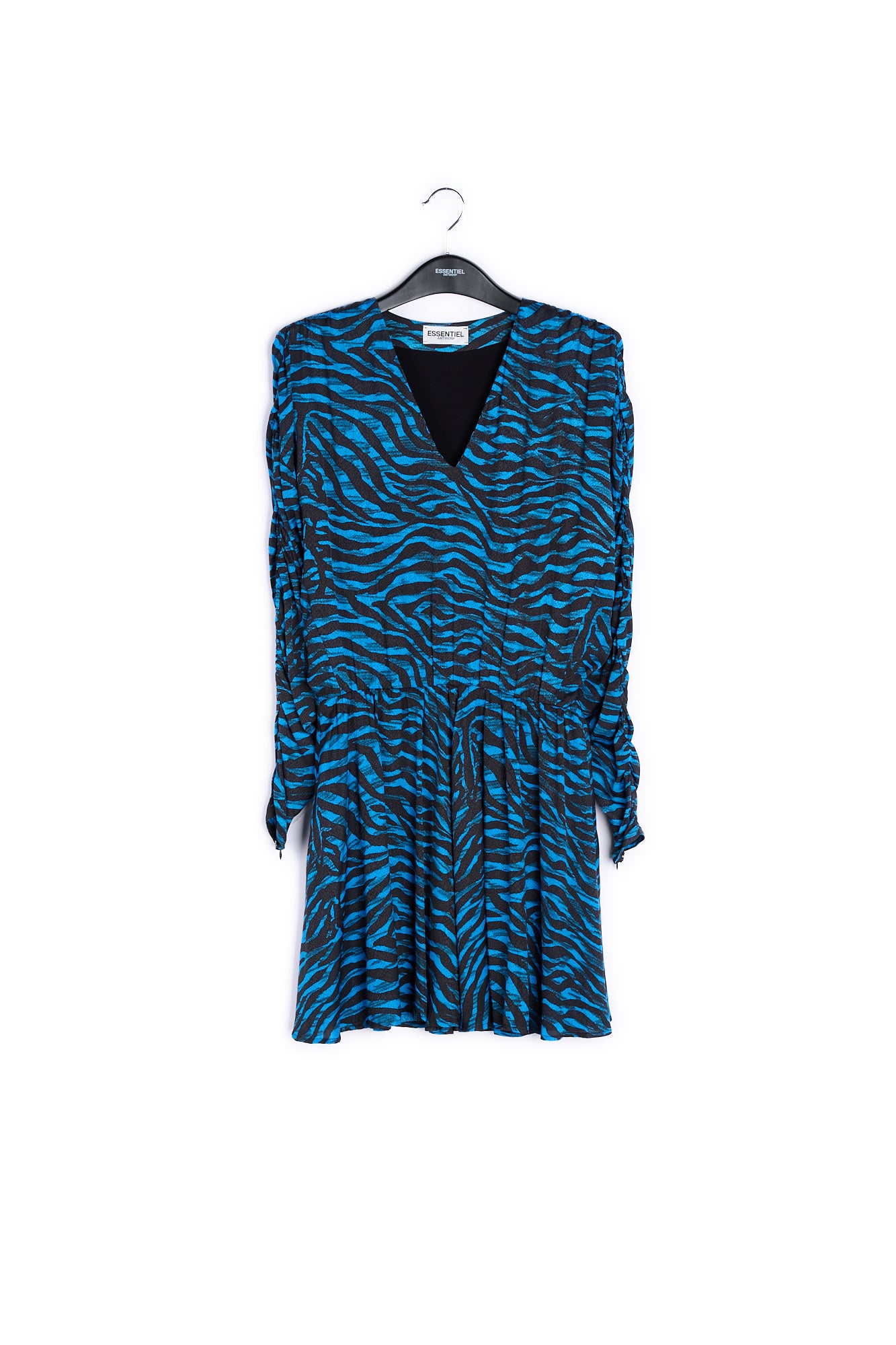 Turquoise and black zebra print mini dress RE—SSENTIEL | Essentiel second hand