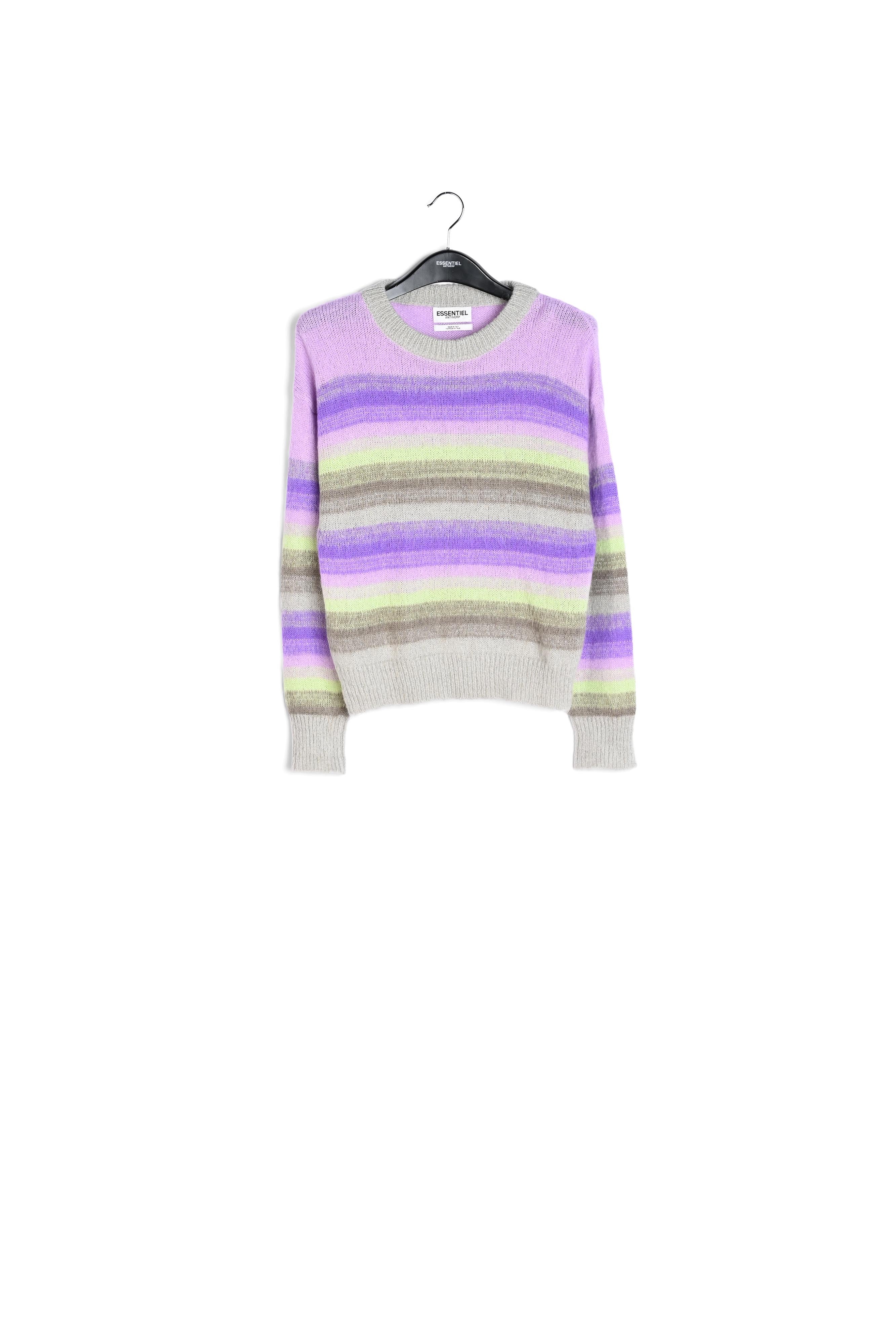 Purple, mint green and beige striped knit sweater RE—SSENTIEL | Essentiel second hand