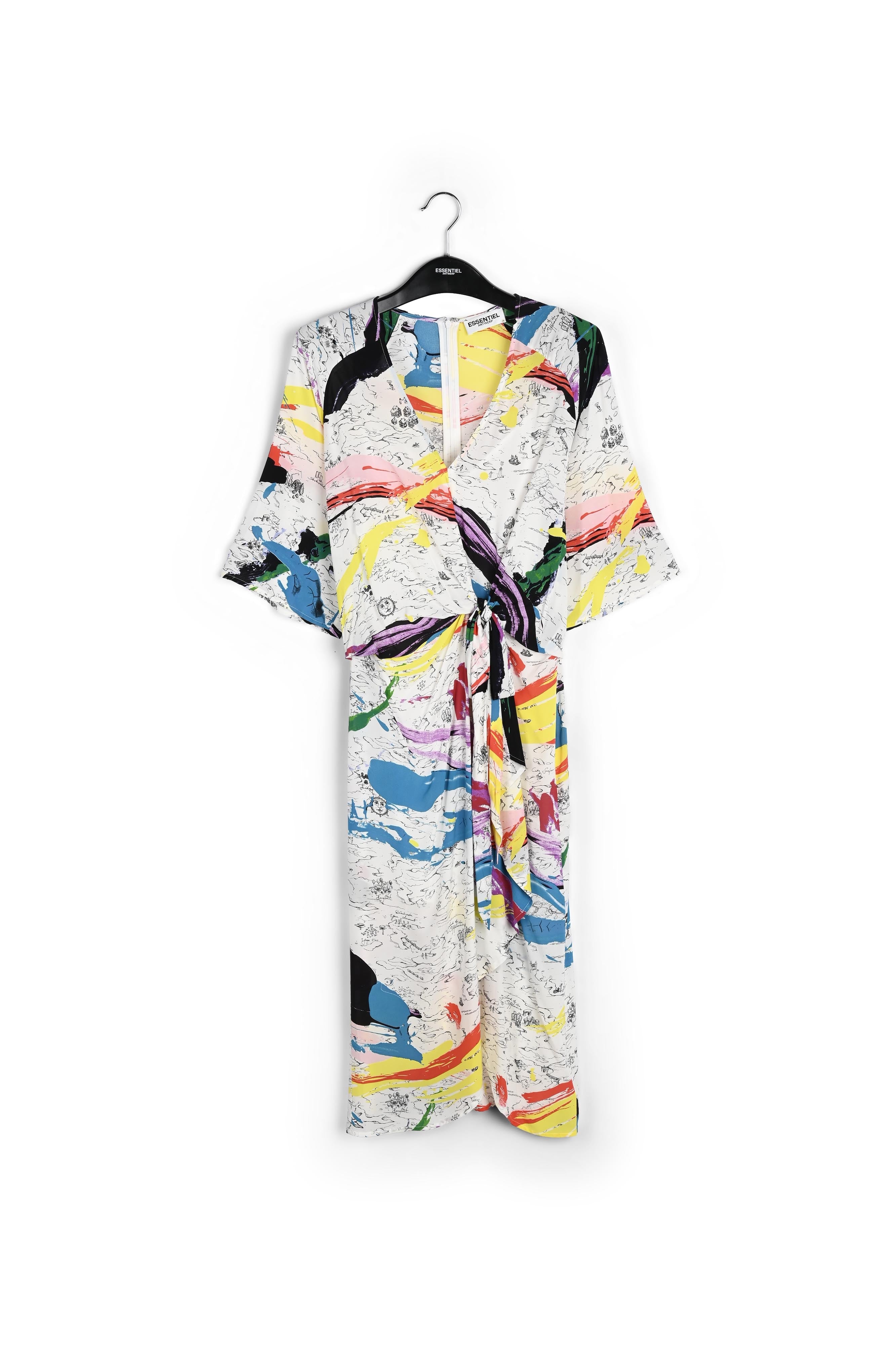 Off-white midi dress with colorful splatters RE—SSENTIEL | Essentiel second hand