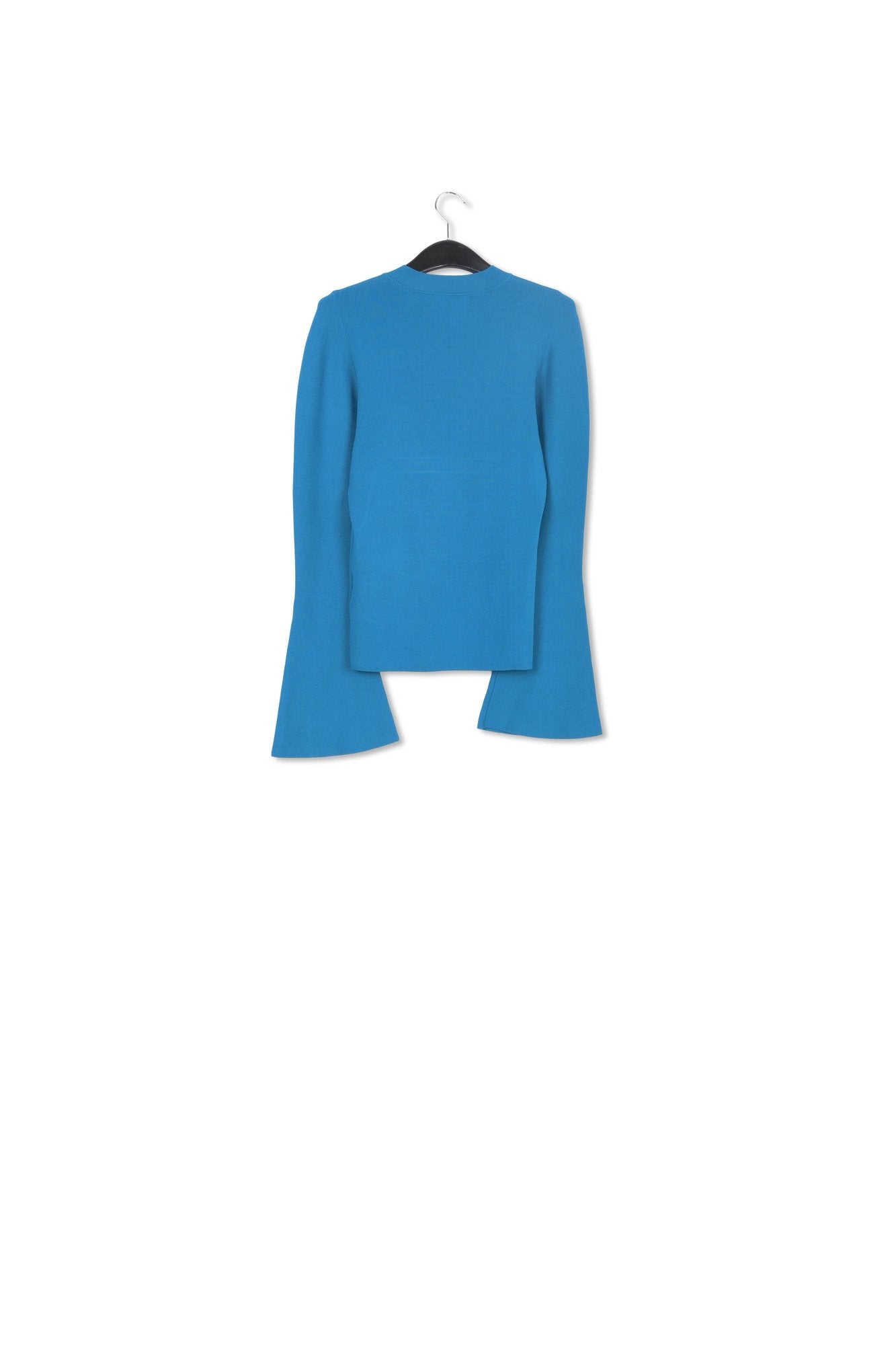 Pull ajusté en tricot bleu à  manches trompettes RE—SSENTIEL | Essentiel second hand