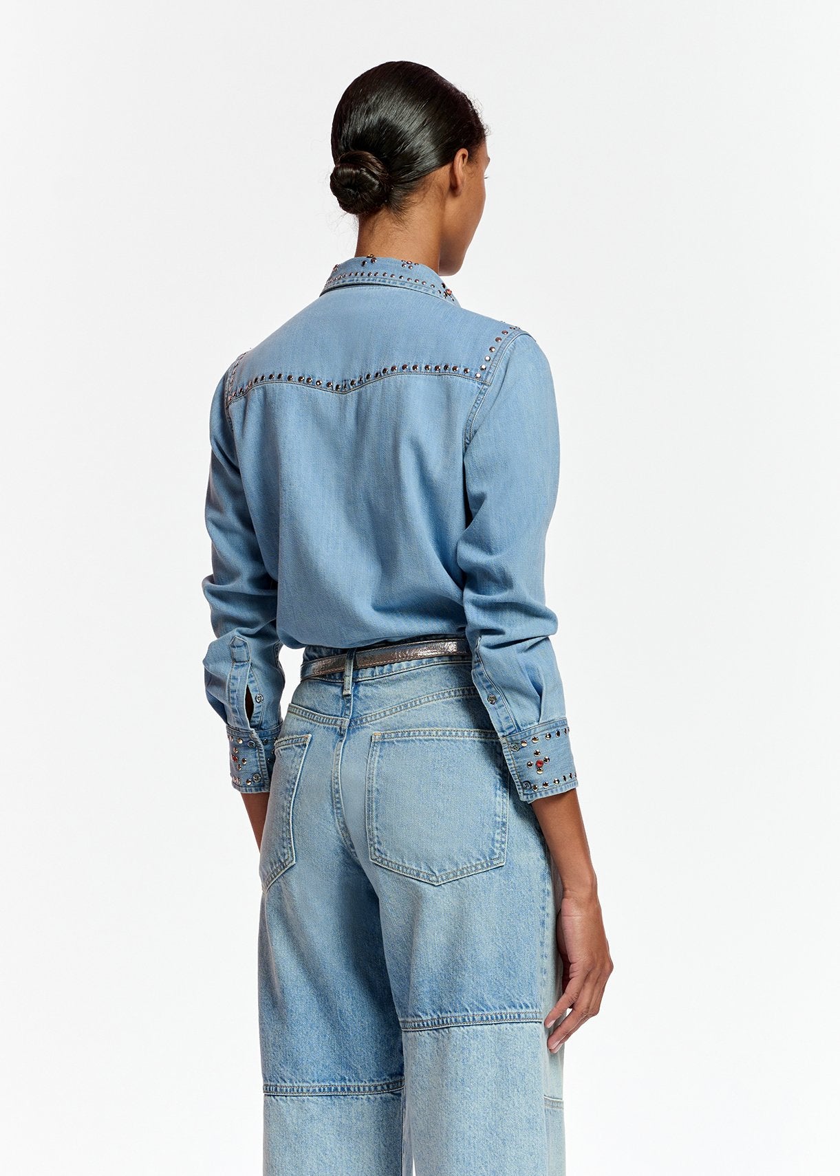 Straight-leg patchwork blue jeans RE—SSENTIEL | Essentiel second hand