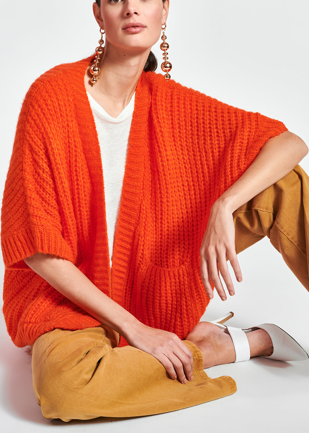 Orange mohair-blend cardigan RE—SSENTIEL | Essentiel second hand