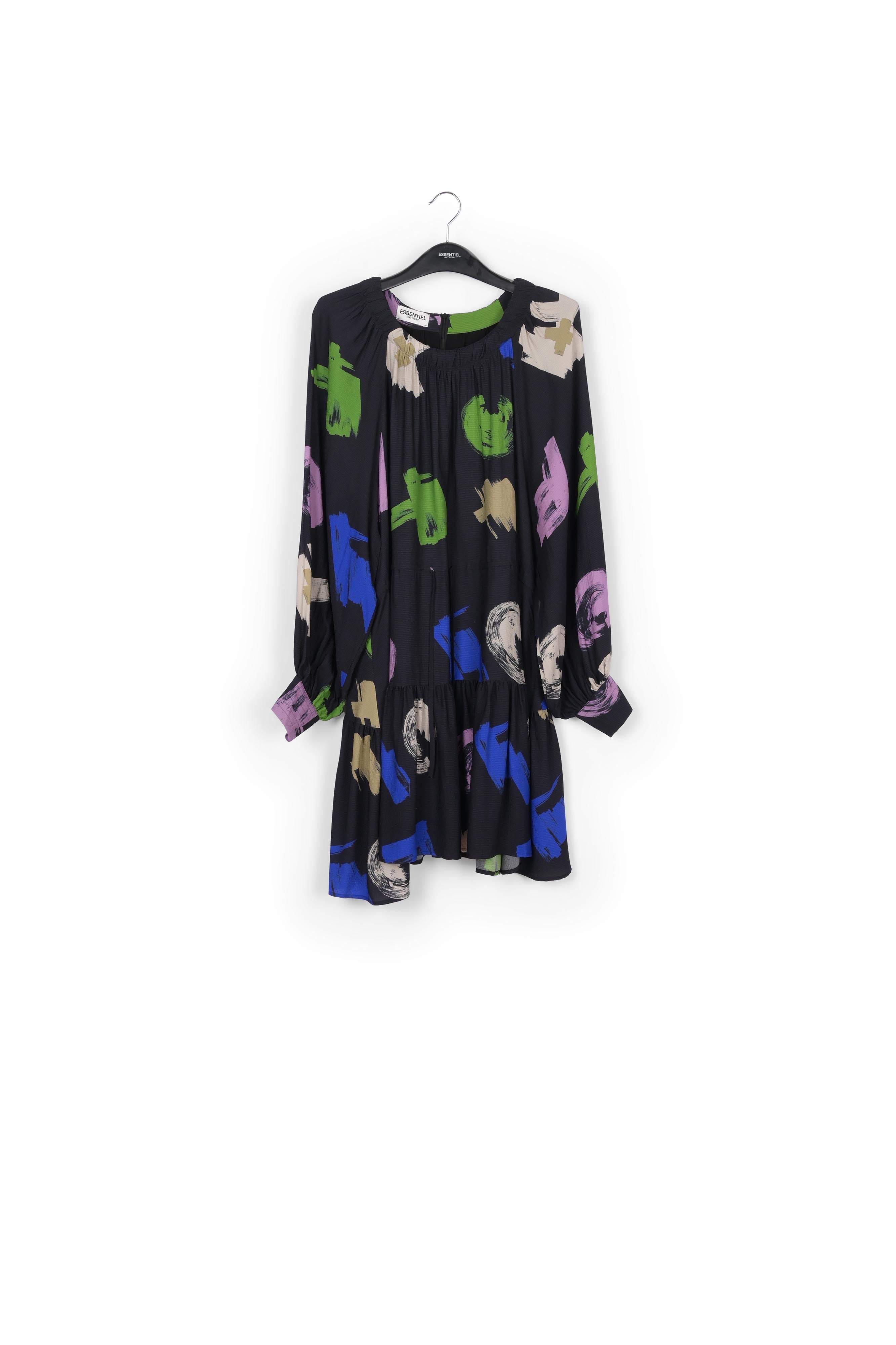 Mini robe à fleurs noire, blanche et jaune RE—SSENTIEL | Essentiel second hand