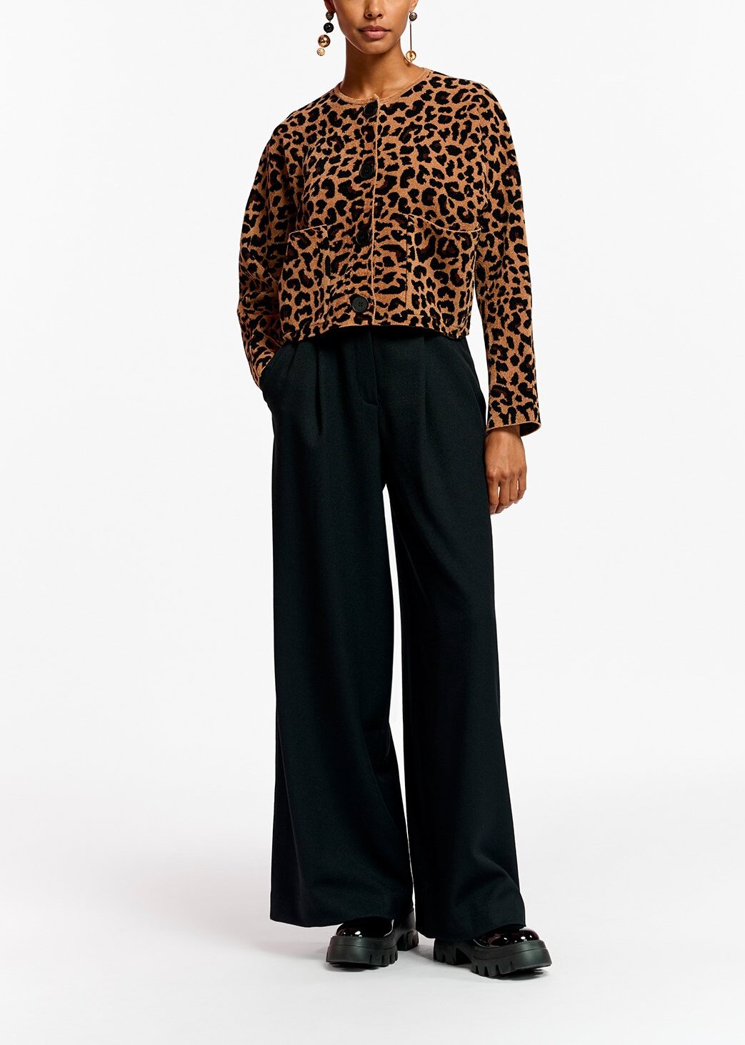 Cardigan brun à motif léopard RE—SSENTIEL | Essentiel second hand