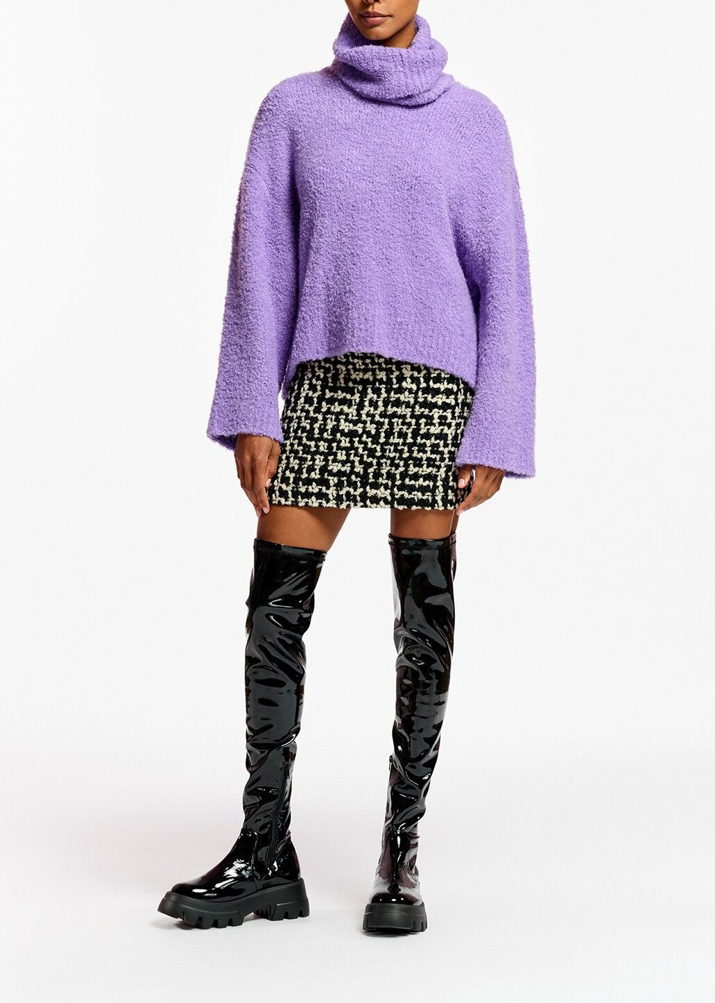Dark lilac knit sweater with separate collar RE—SSENTIEL | Essentiel second hand