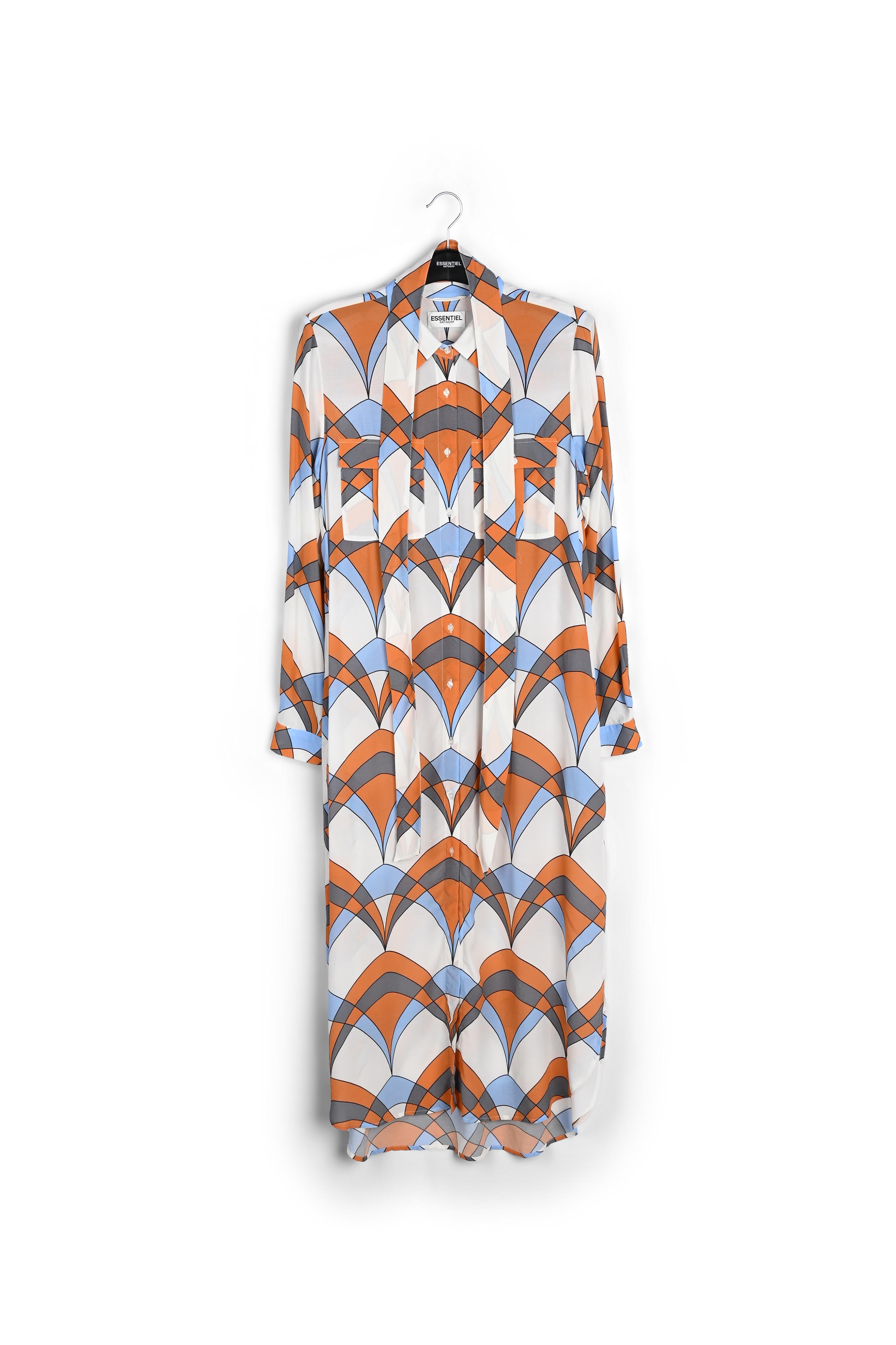 Gebroken witte overhemdjurk met grafische print RE—SSENTIEL | Essentiel second hand