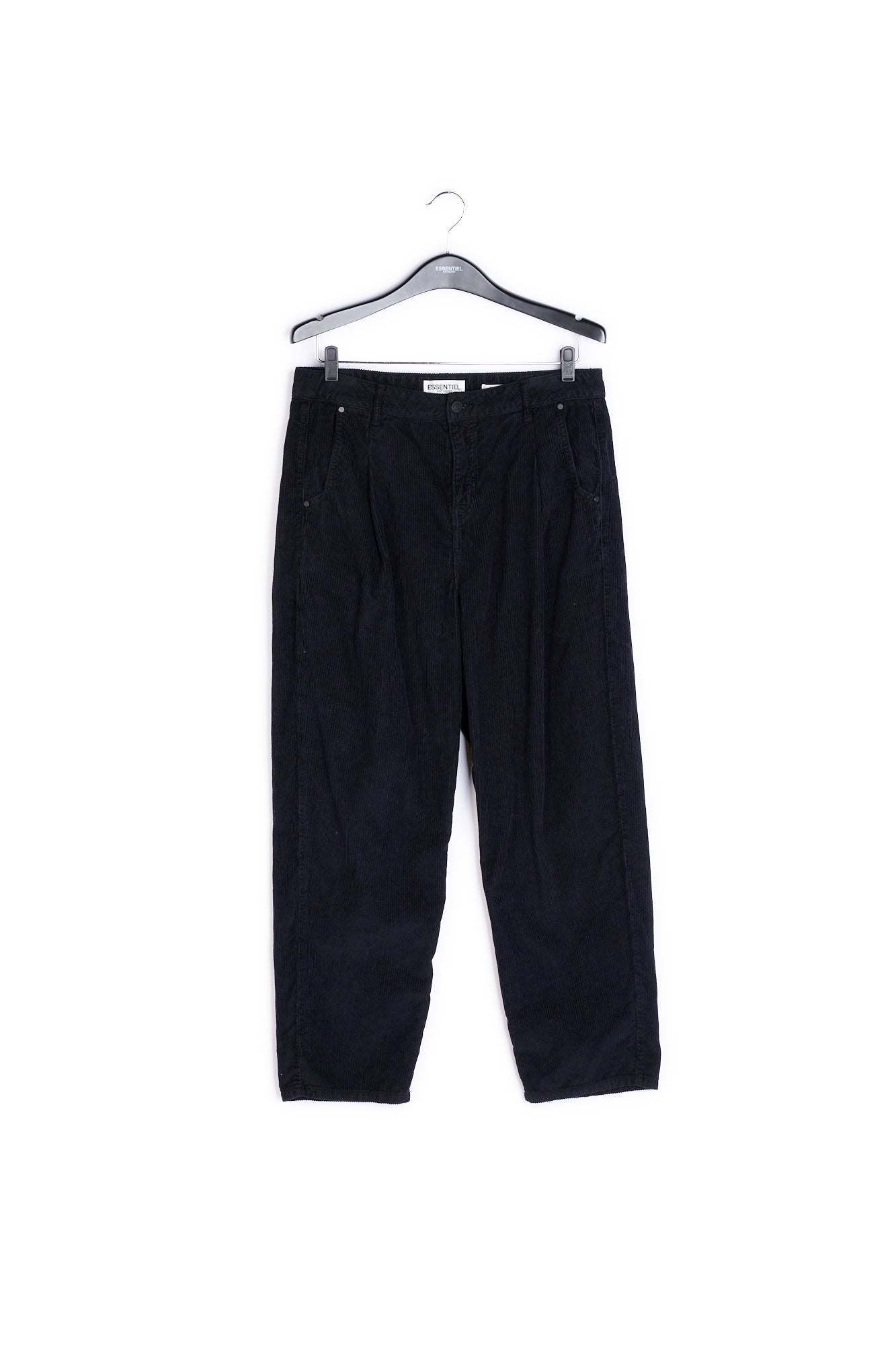 Black cotton-corduroy trousers RE—SSENTIEL | Essentiel second hand
