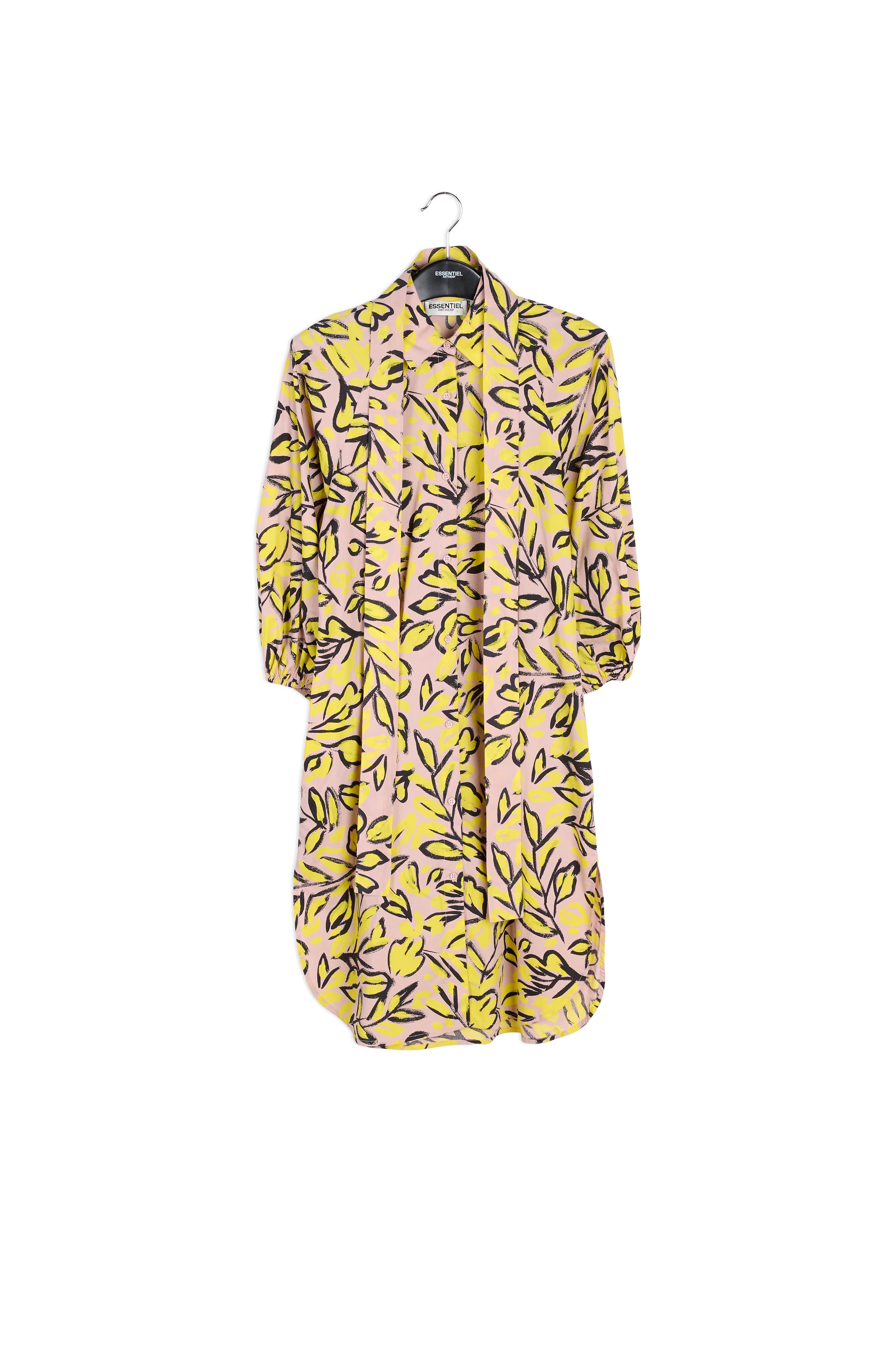 Beige, yellow and black floral-print shirt dress RE—SSENTIEL | Essentiel second hand