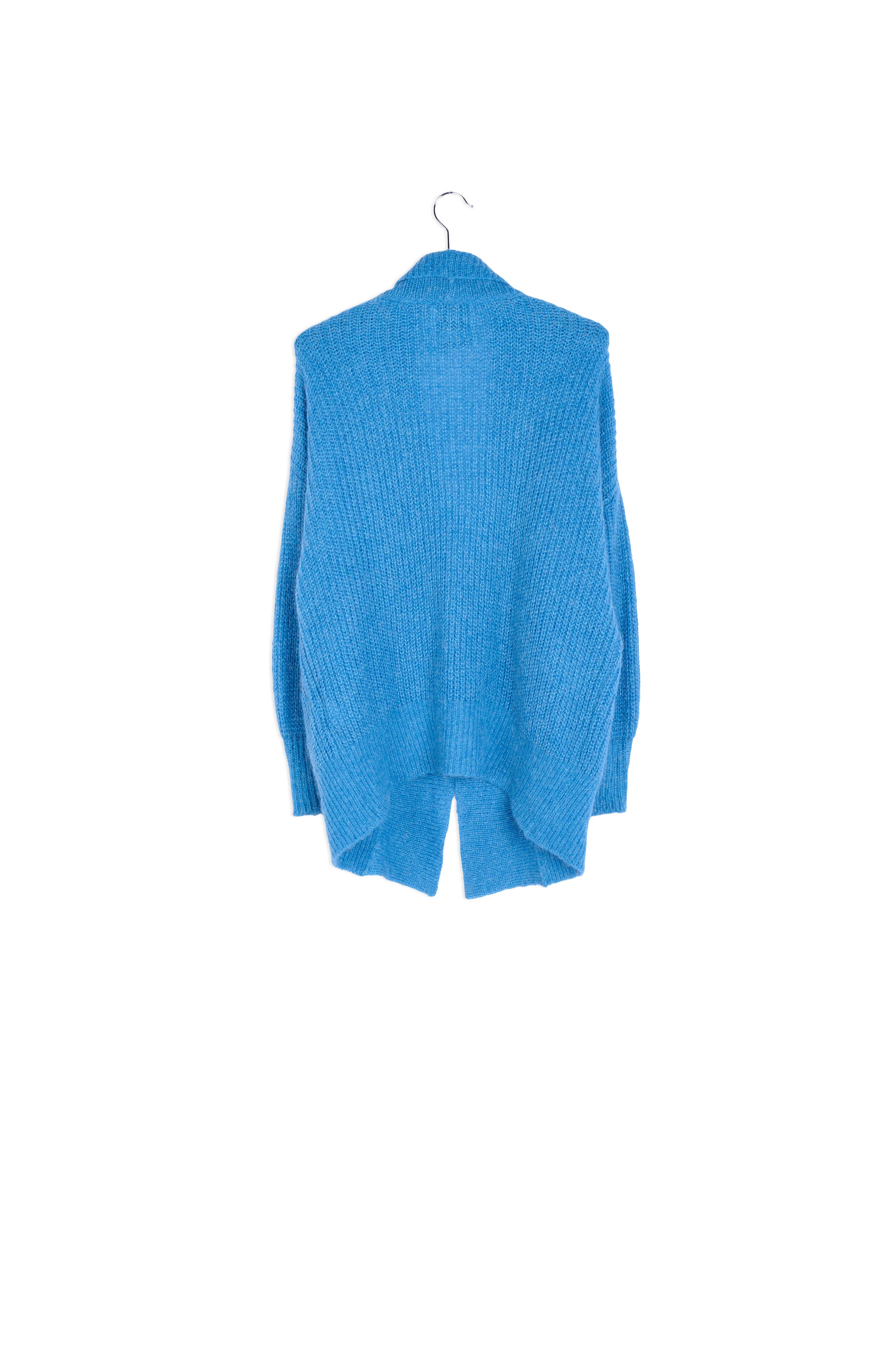 Cardigan bleu vif à col replié RE—SSENTIEL | Essentiel second hand
