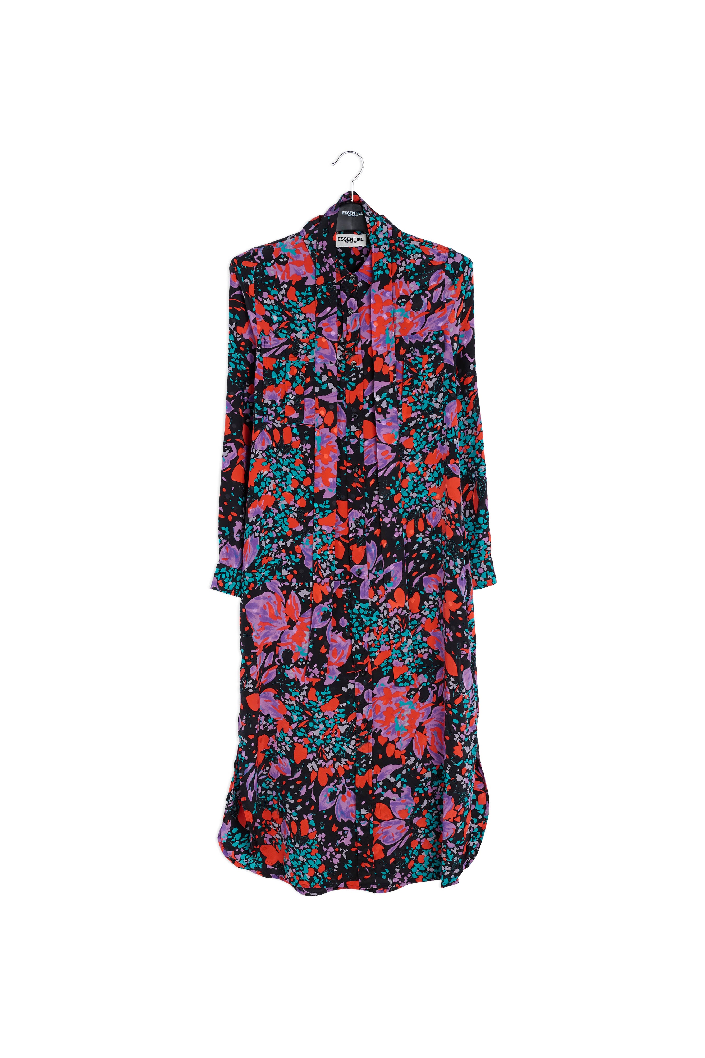 Zwarte zijden jacquard hemdjurk RE—SSENTIEL | Essentiel second hand