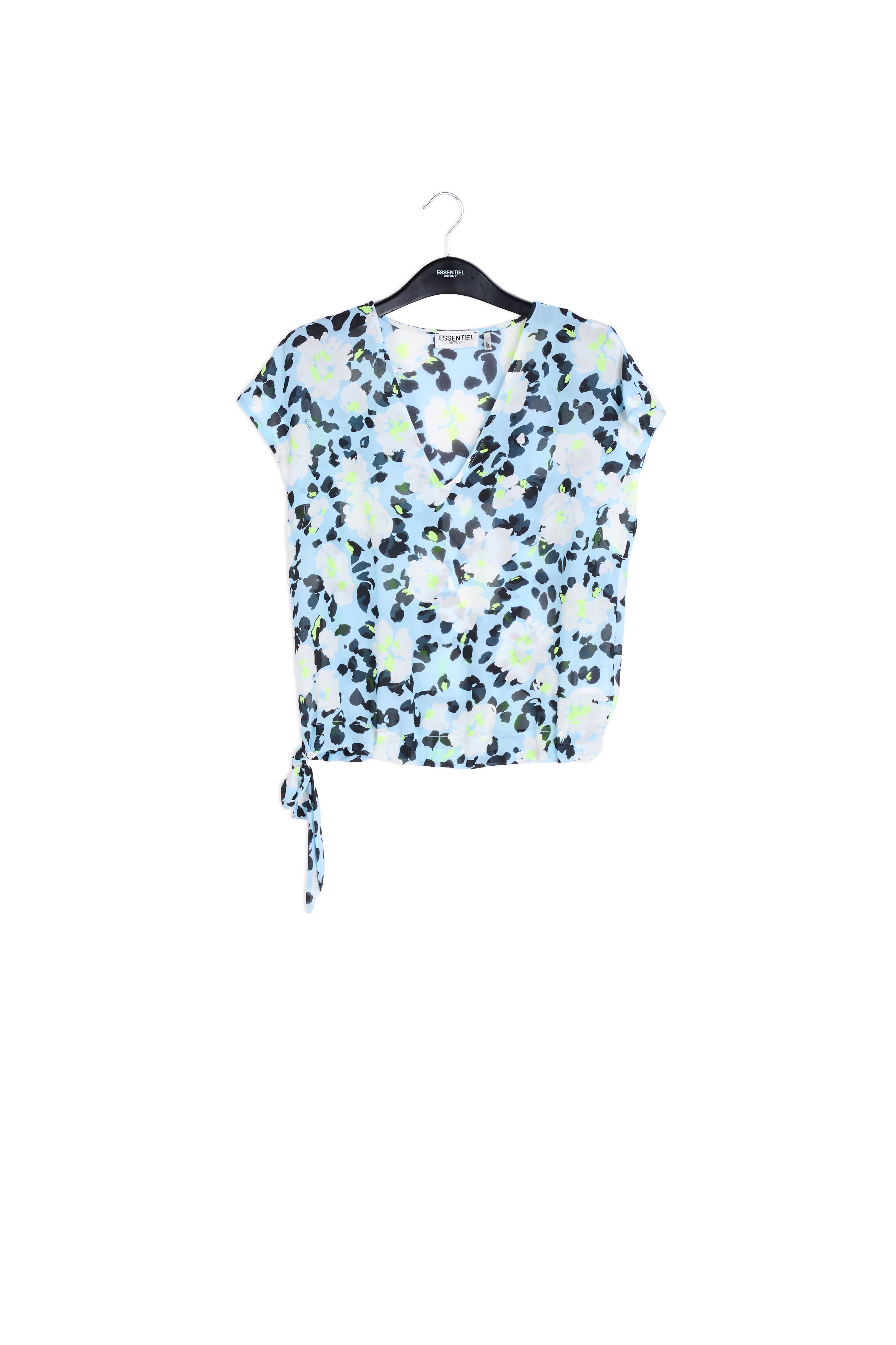 Light blue floral-print top RE—SSENTIEL | Essentiel second hand