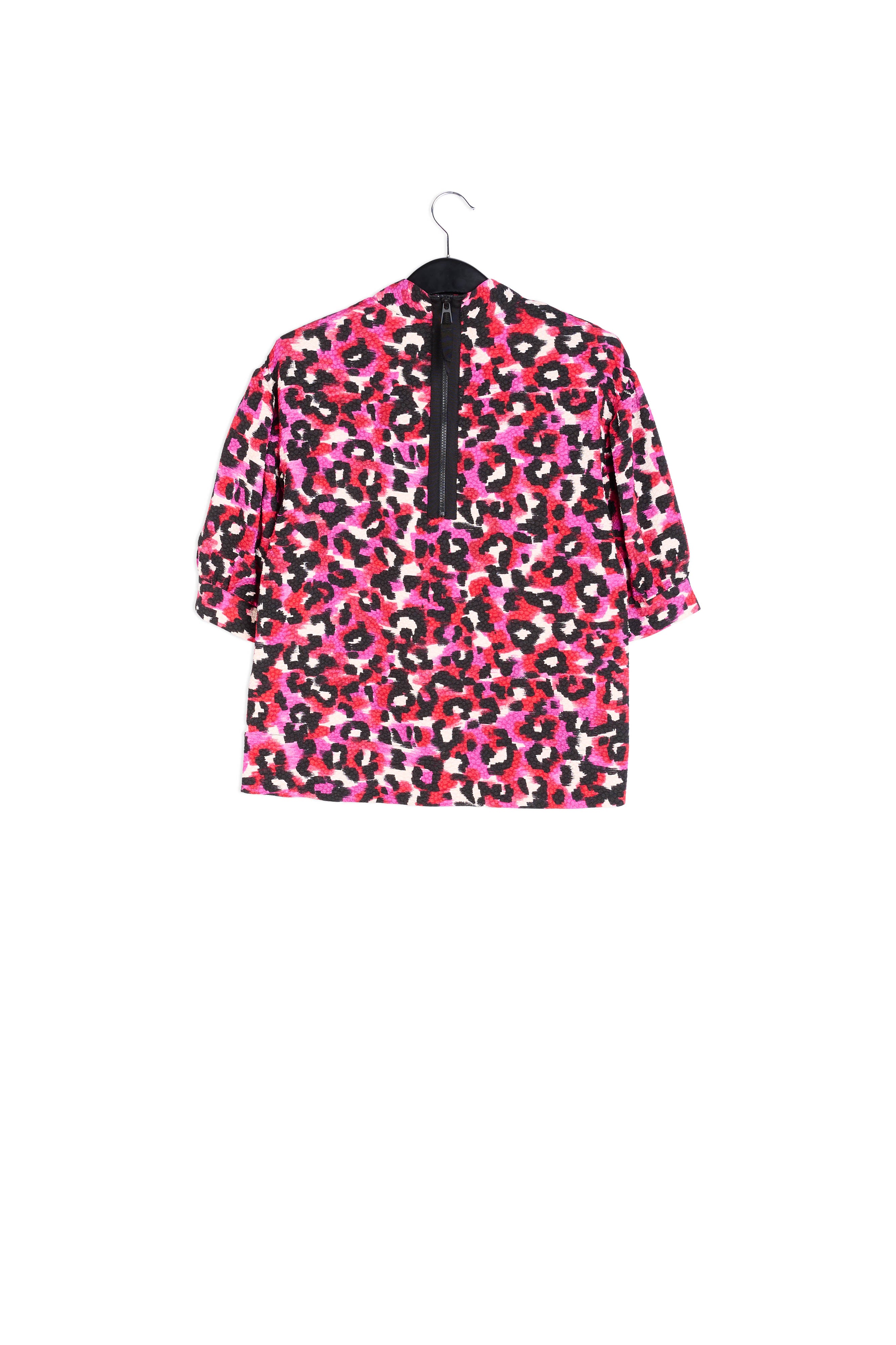 Pink, red and off-white leopard print top RE—SSENTIEL | Essentiel second hand