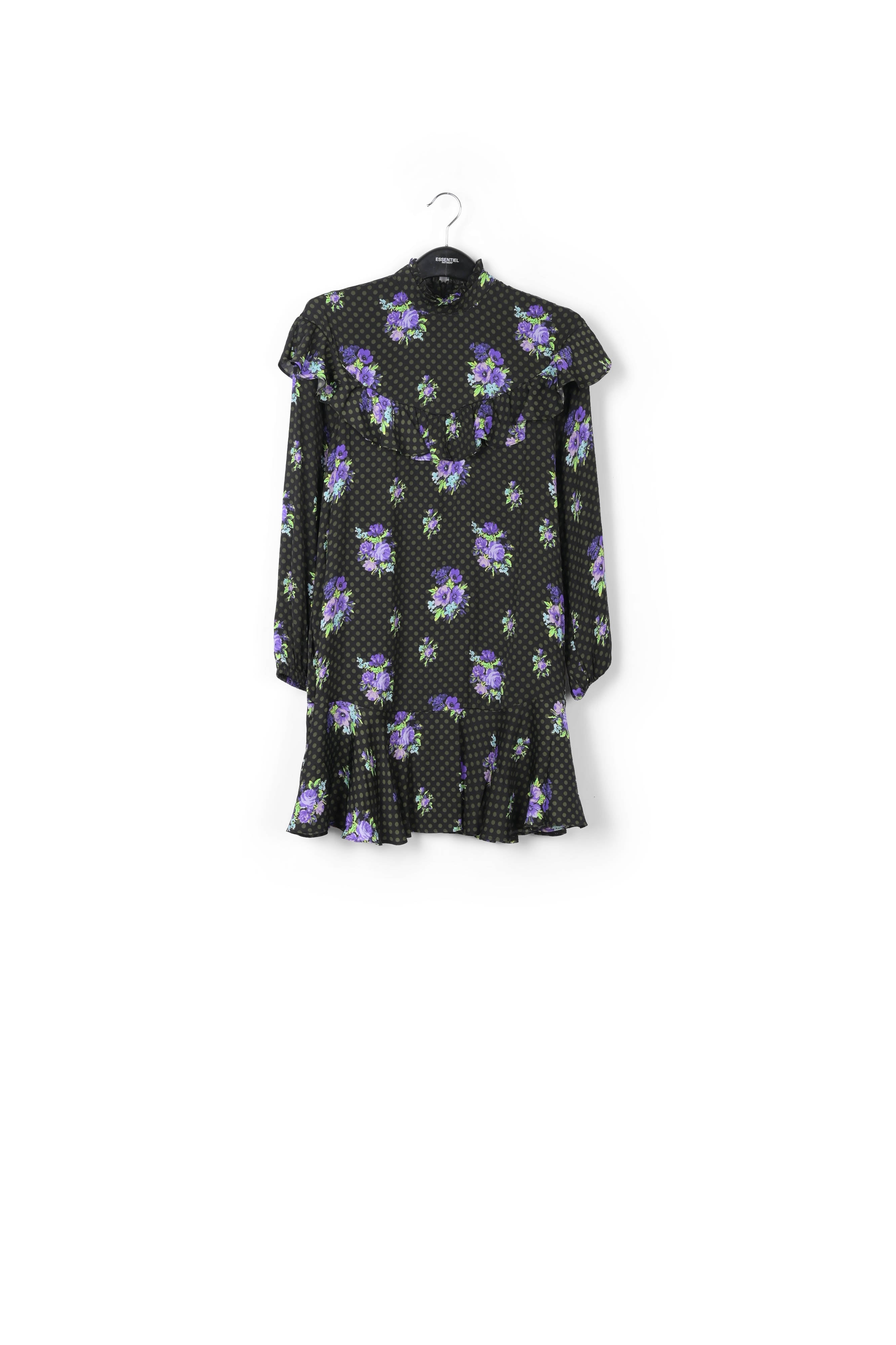 Robe à ligne a noire et pourpre à volants RE—SSENTIEL | Essentiel second hand