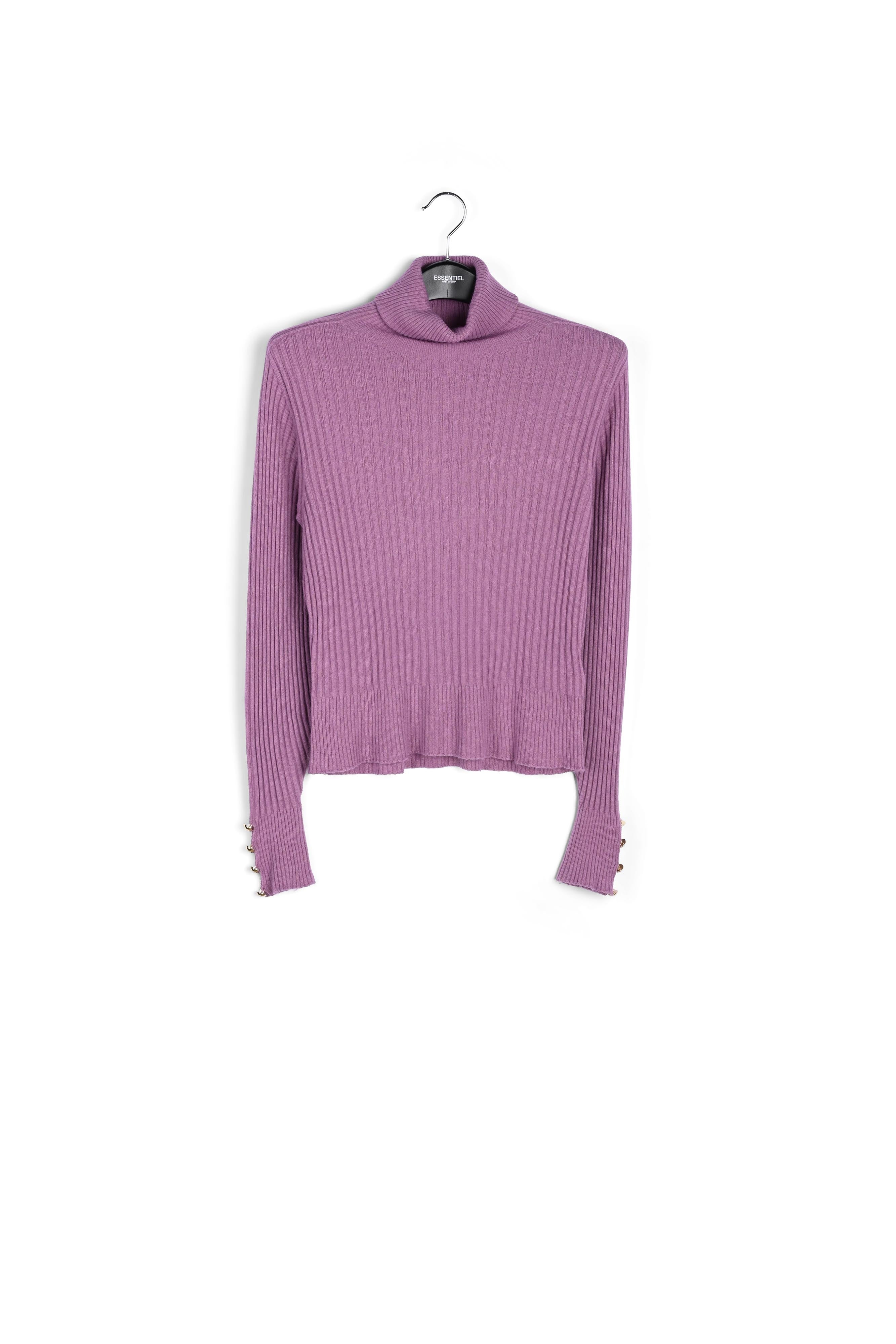 Pink rib-knitted turtleneck sweater RE—SSENTIEL | Essentiel second hand