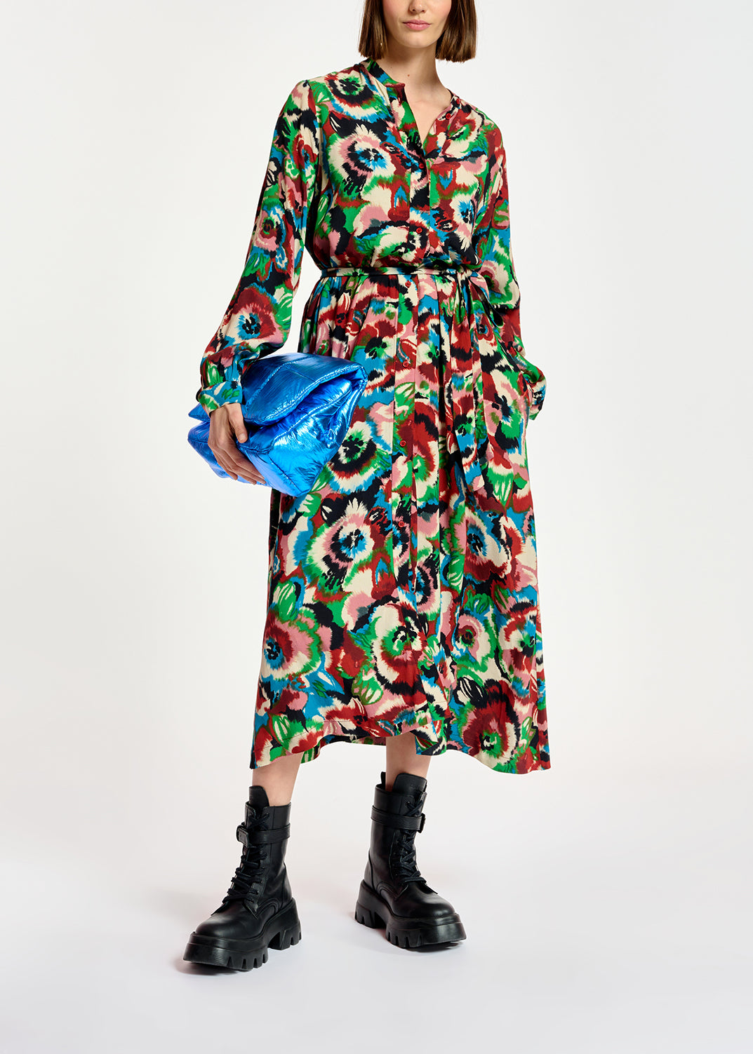 Multicolor floral-print shirt dress RE—SSENTIEL | Essentiel second hand