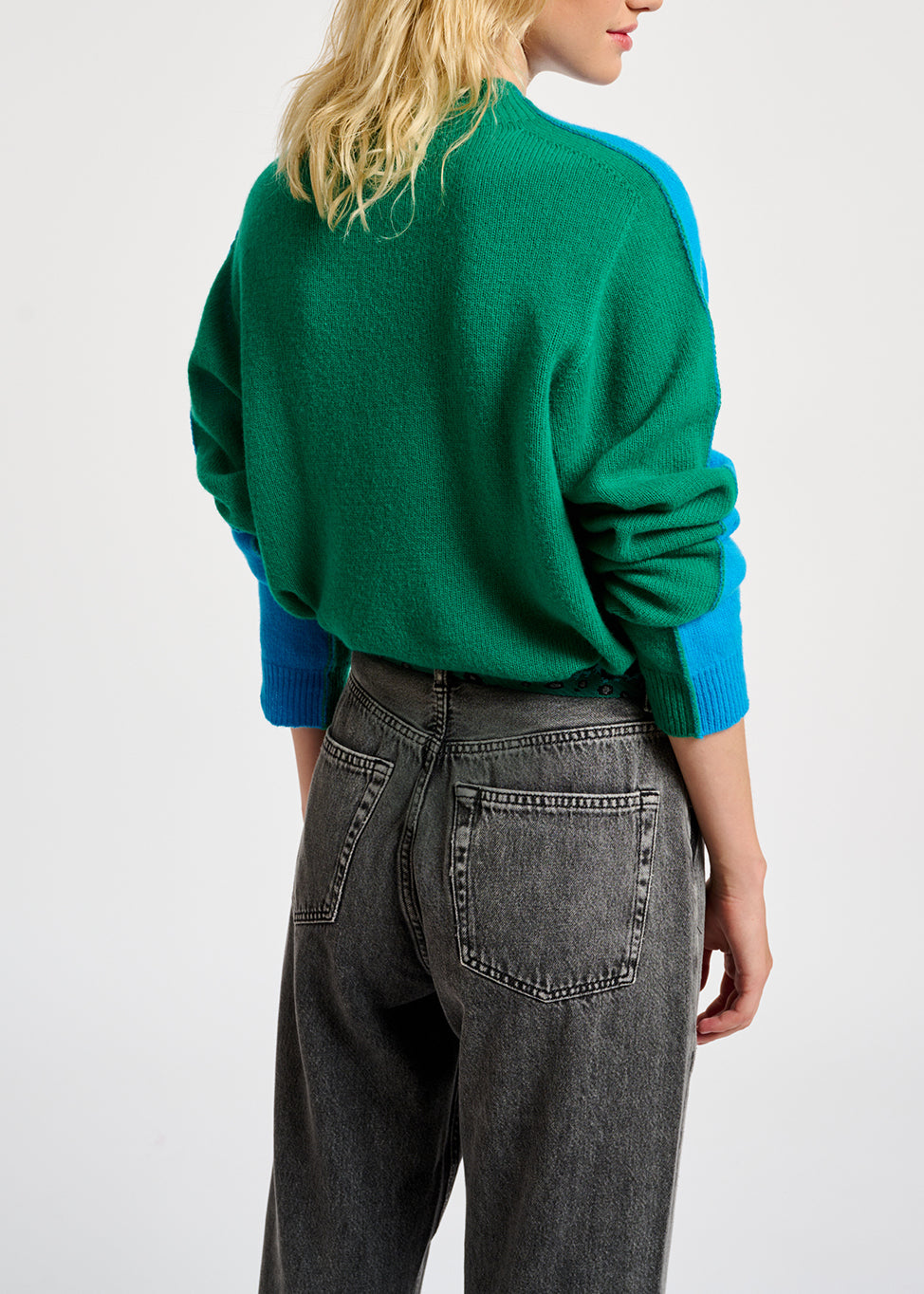 Blue and green merino-cashmere knit sweater RE—SSENTIEL | Essentiel second hand