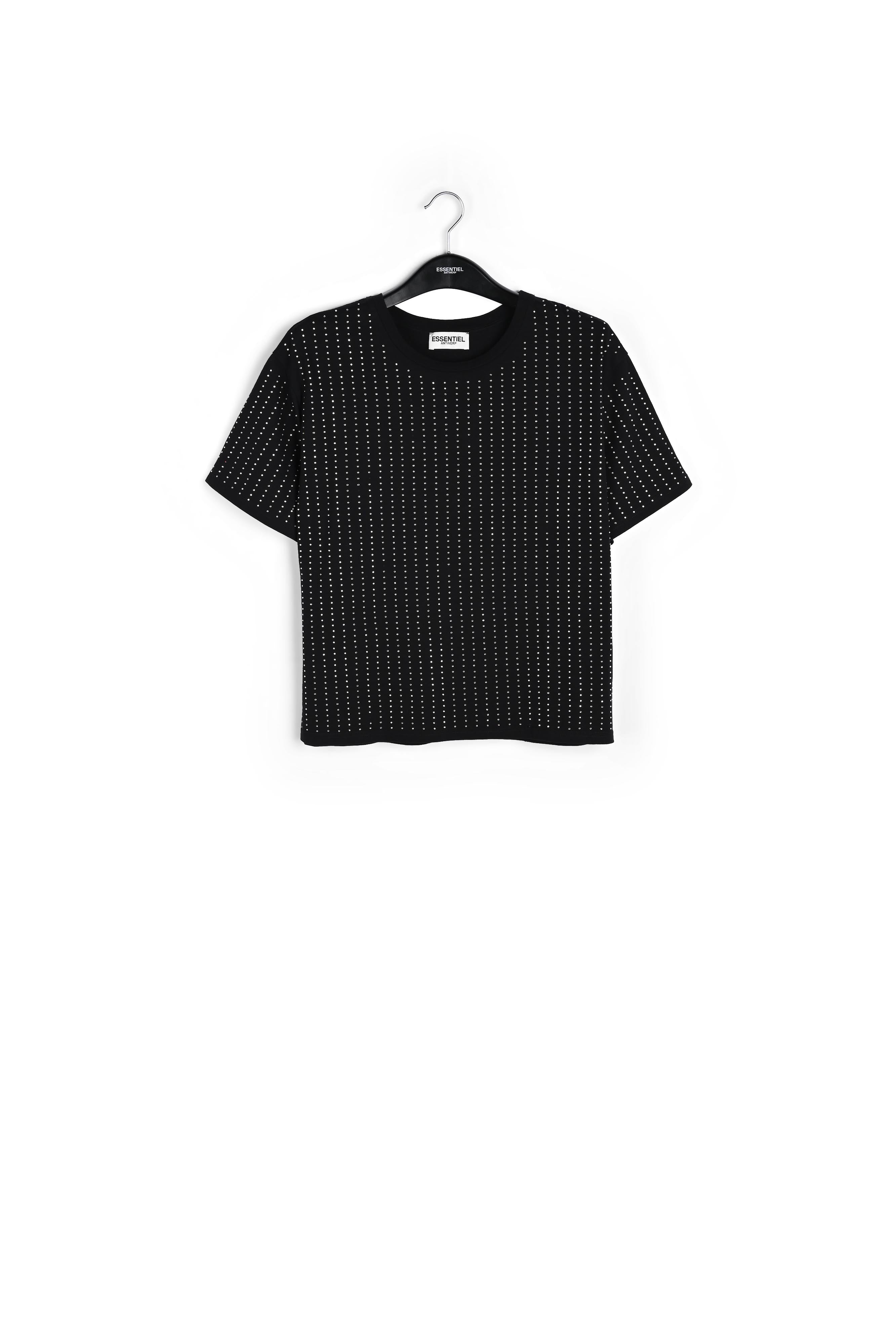 Black rhinestone-embellished cotton T-shirt RE—SSENTIEL | Essentiel second hand