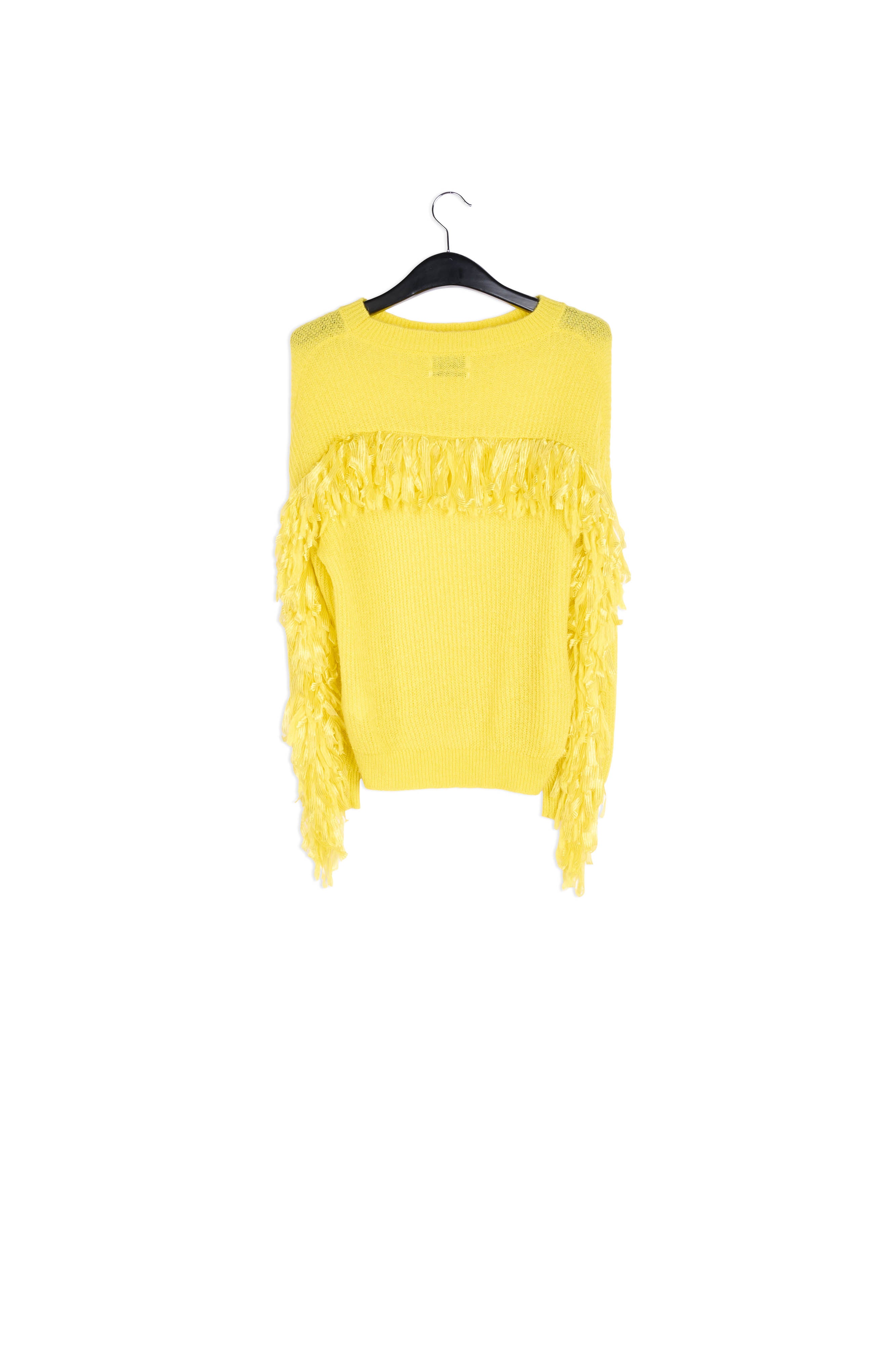 Yellow ribbed-knit sweater with fringed sleeves RE—SSENTIEL | Essentiel second hand