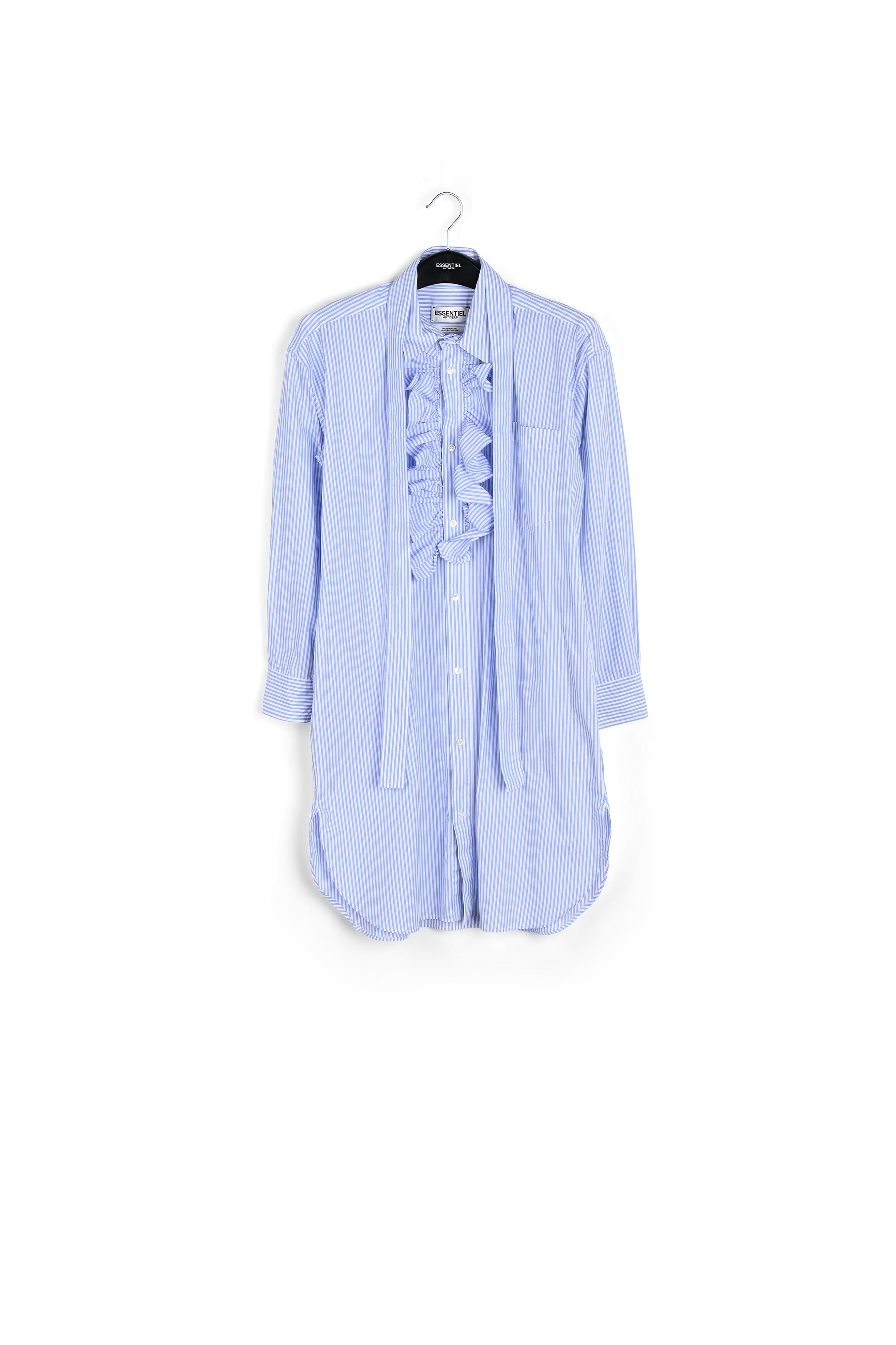 Robe chemise à rayures bleu pâle et blanc cassé RE—SSENTIEL | Essentiel second hand