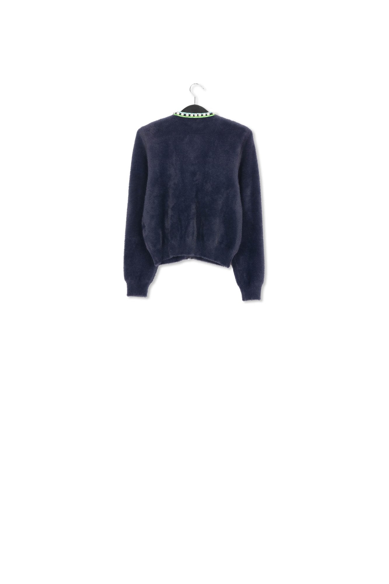 Blouson aviateur bleu foncé tricoté avec perles RE—SSENTIEL | Essentiel second hand