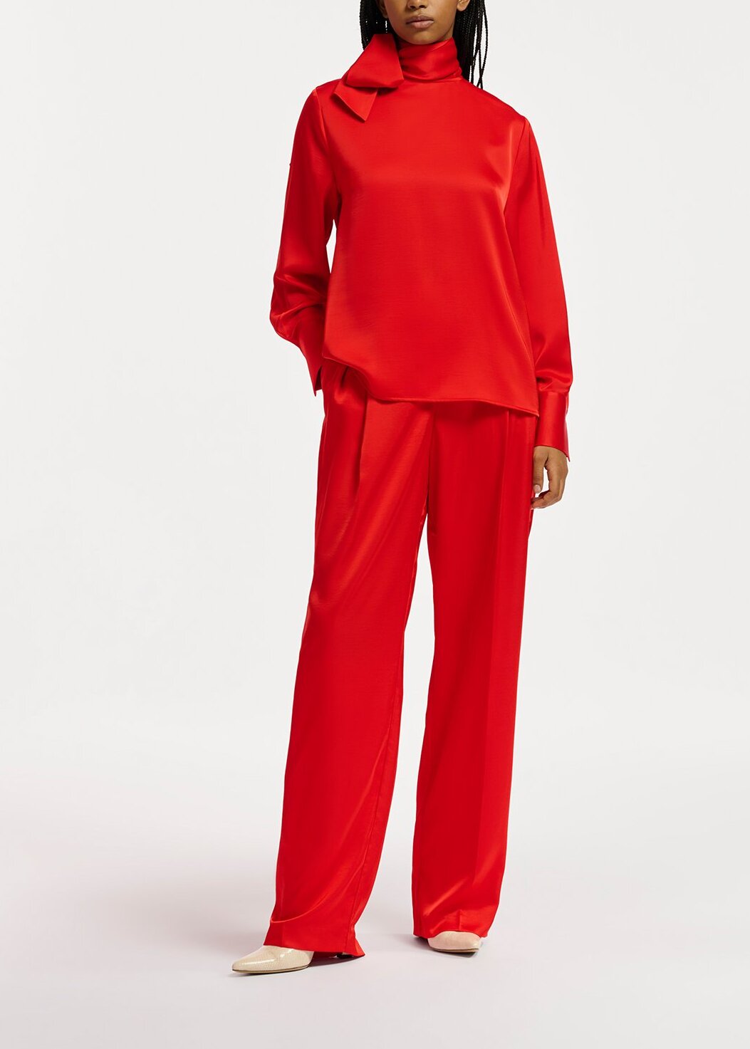 Red satin top with pussy bow RE—SSENTIEL | Essentiel second hand