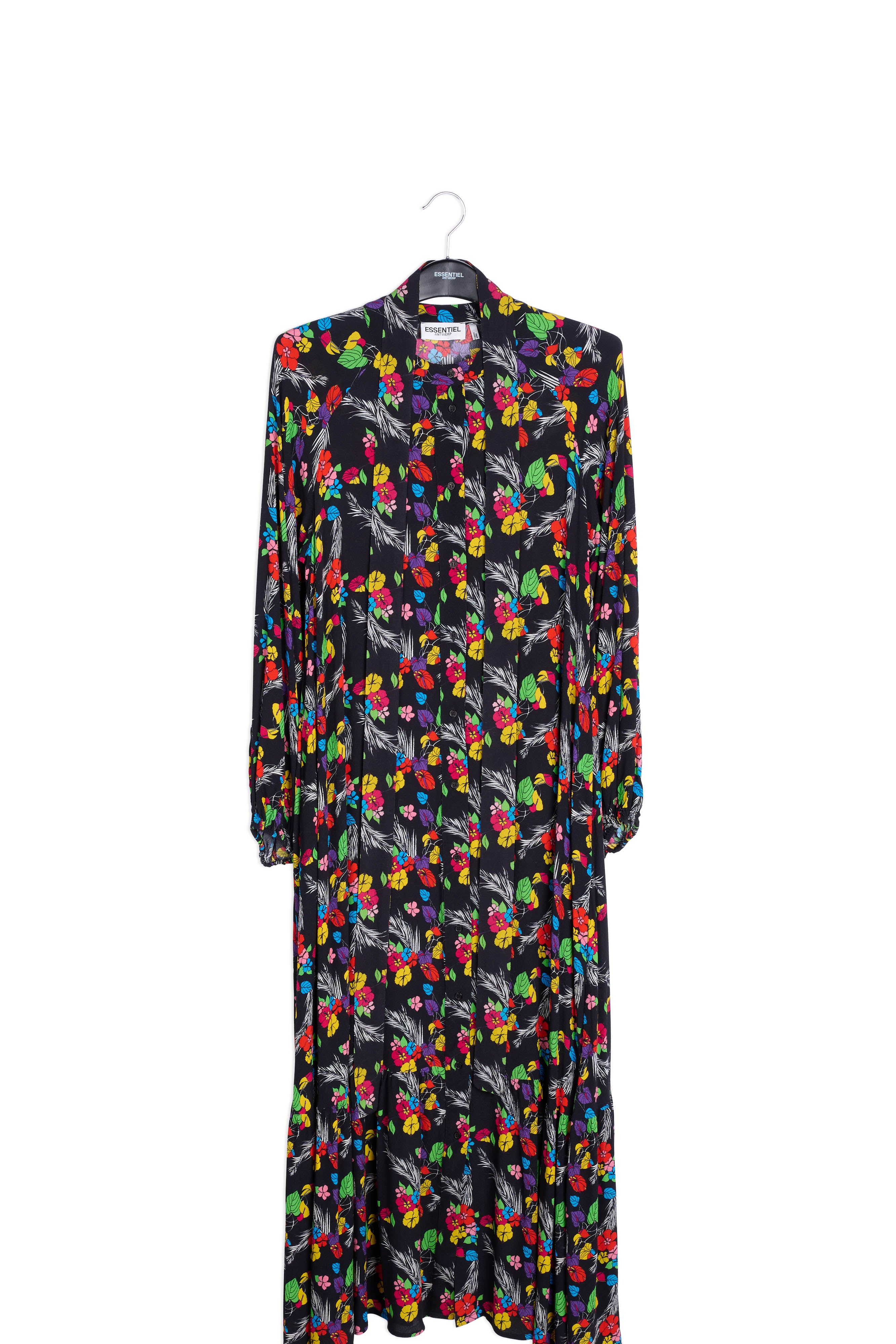 Black tropical print maxi dress RE—SSENTIEL | Essentiel second hand